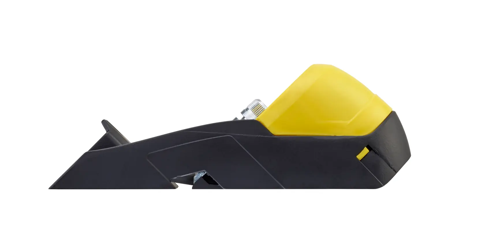 STANLEY 0-12-105 block plane, yellow and black, side view, woodworking hand tool, photography.