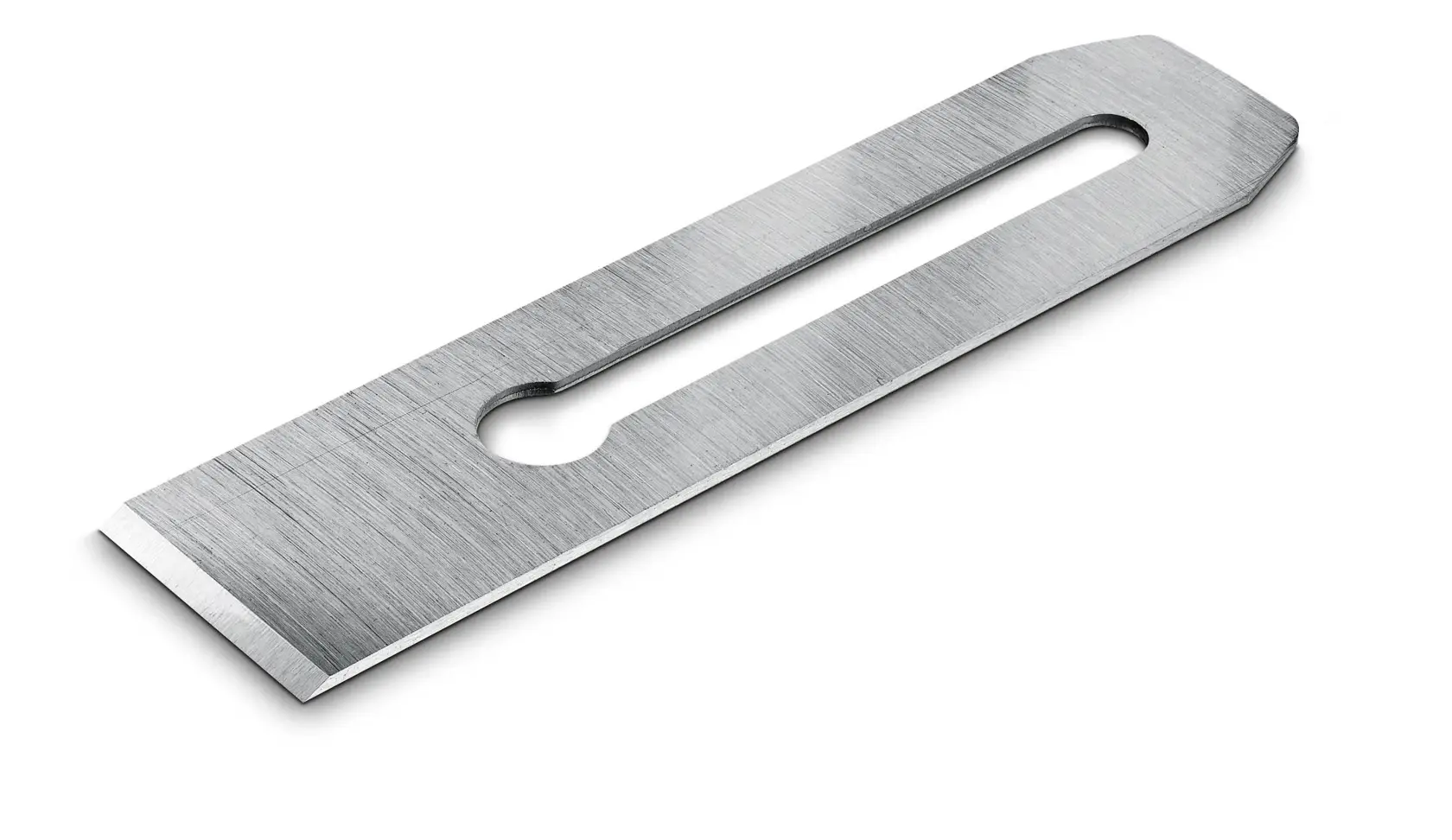 Rectangular metal blade with slot, used as a replacement part for photography or cutting tools.
