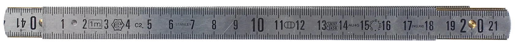 Metal ruler showing centimeter and millimeter markings, suitable for precise measurement tasks.