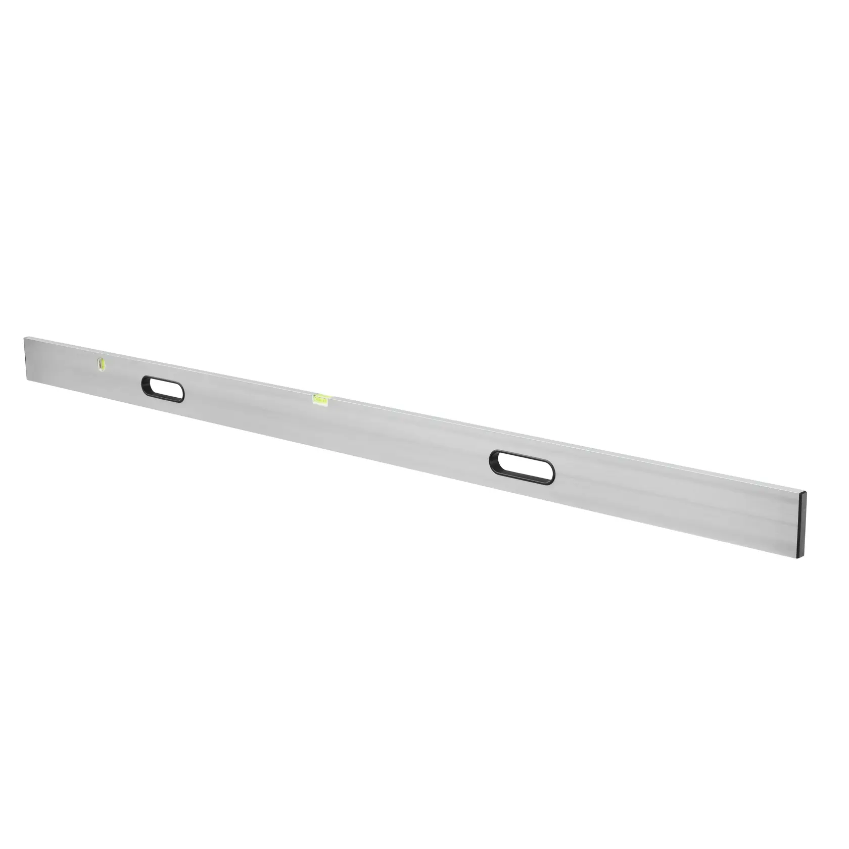 Long aluminum spirit level with two handles, used for precise measurement and leveling in construction tasks.