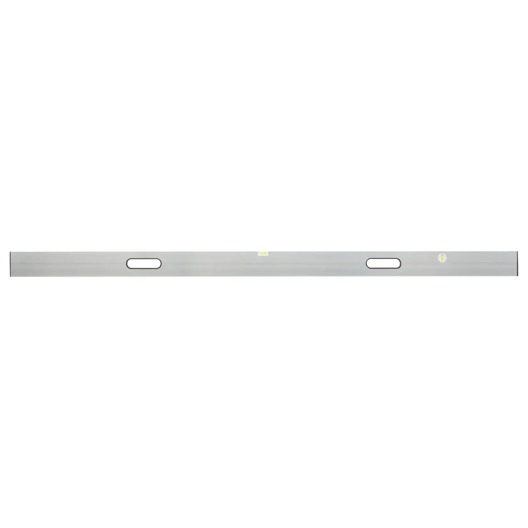 STANLEY 0-42-323 spirit level, silver aluminum, straight rectangular form, top view with two grip handles.
