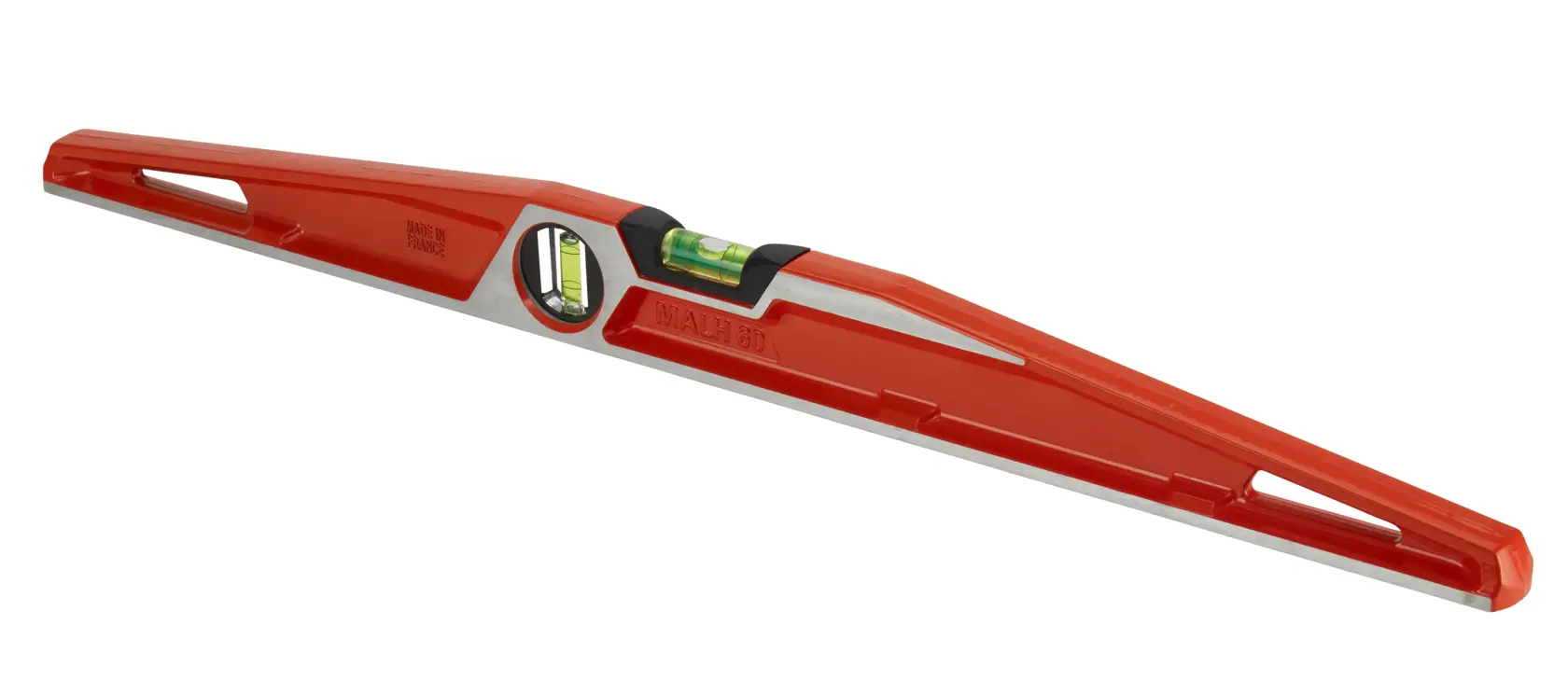 STANLEY 1-42-423 red spirit level with dual vials, side angle, durable frame and ergonomic cutout handles.