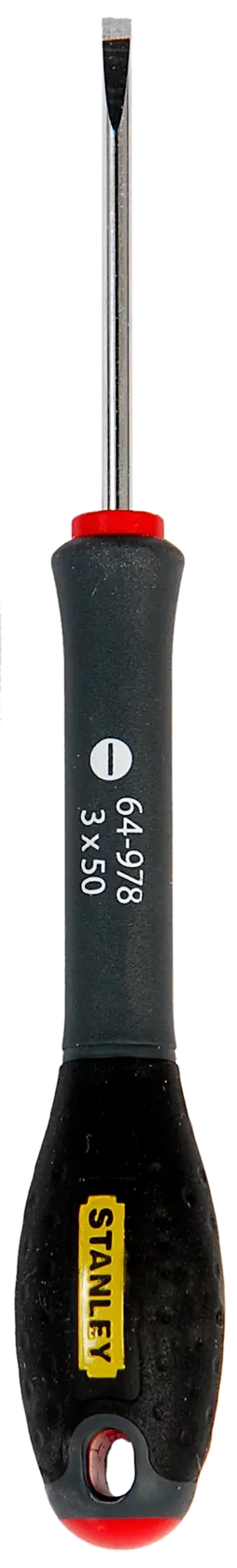 Stanley flathead screwdriver with black and grey handle, model 1-64-978, shown against a white background.