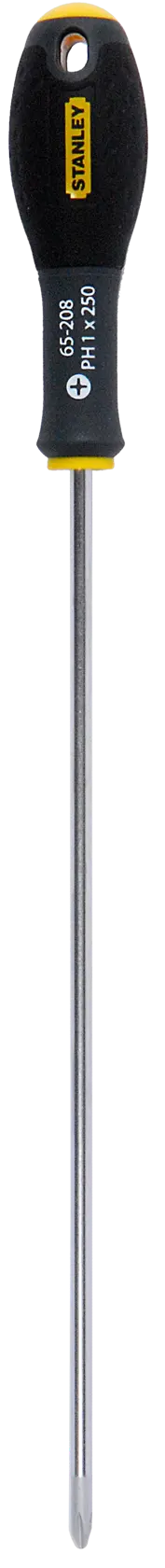 Stanley Phillips screwdriver with a black handle and long metal shaft, designed for cross-head screws.