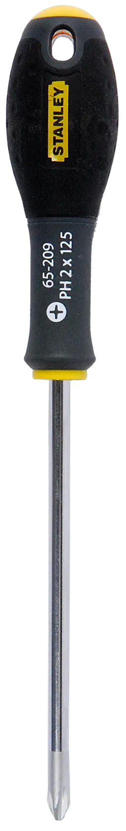 Stanley Phillips screwdriver with a black and yellow handle and a metal shaft, shown upright on a white background.