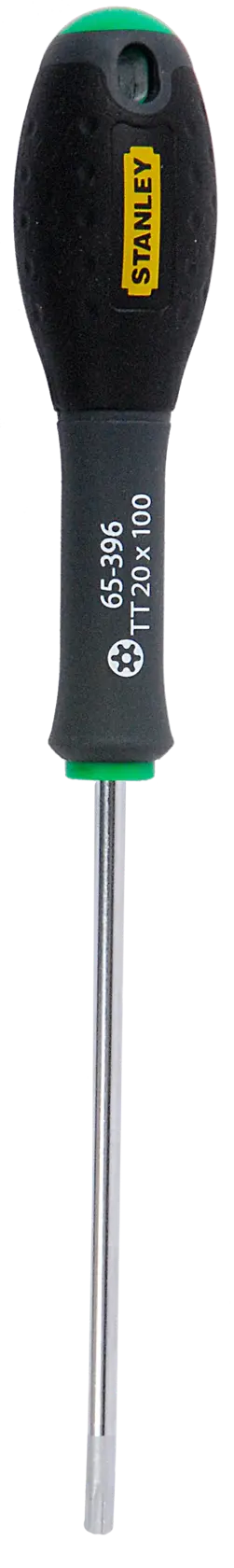 Photo of STANLEY 1-65-396 Torx screwdriver with black and green handle, front angle on white background.