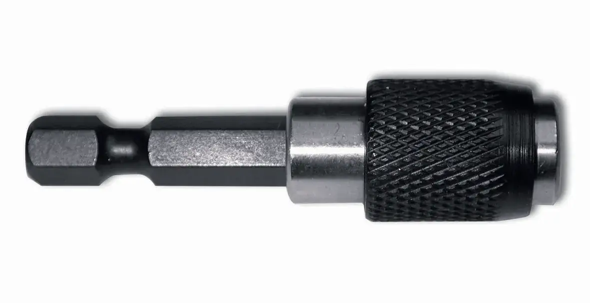 STANLEY 1-68-733 bit holder, metal and black, shown from side on white background.