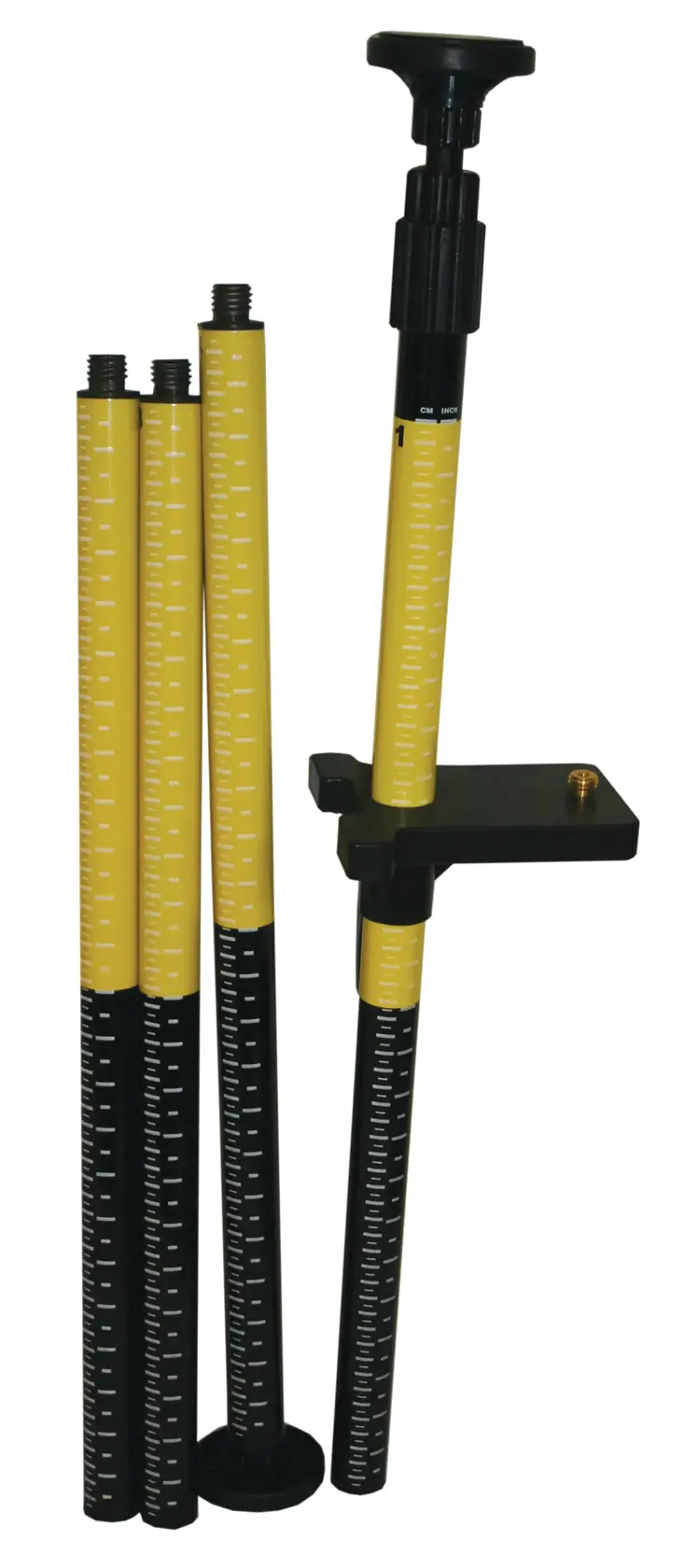 Stanley telescopic photography pole set with scale markings and adjustable mount, suitable for measurements.