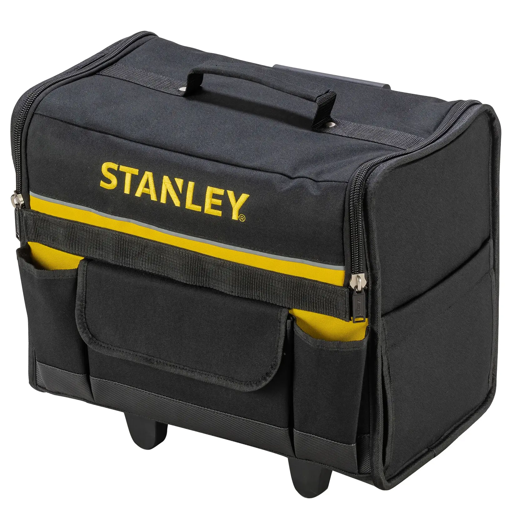 Side view of a STANLEY case trolley on a white background
