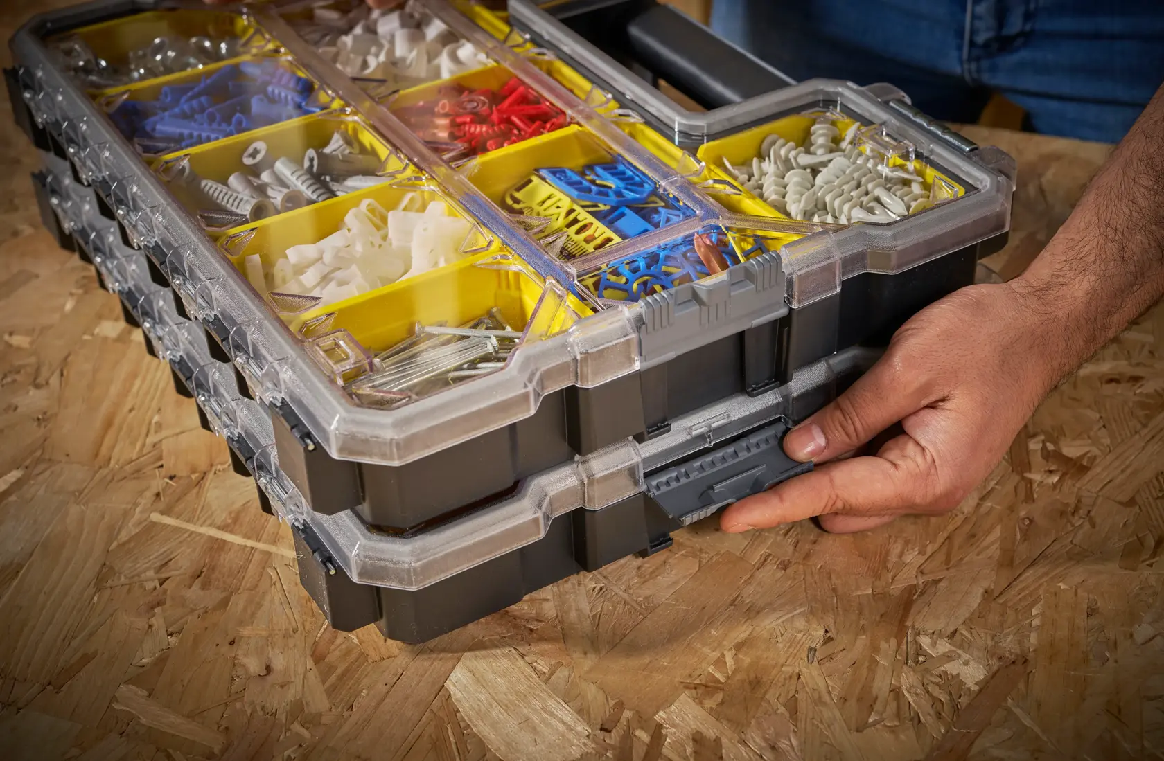 STANLEY® FATMAX® Pro Shallow Organiser with Plastic Latches Application Shot