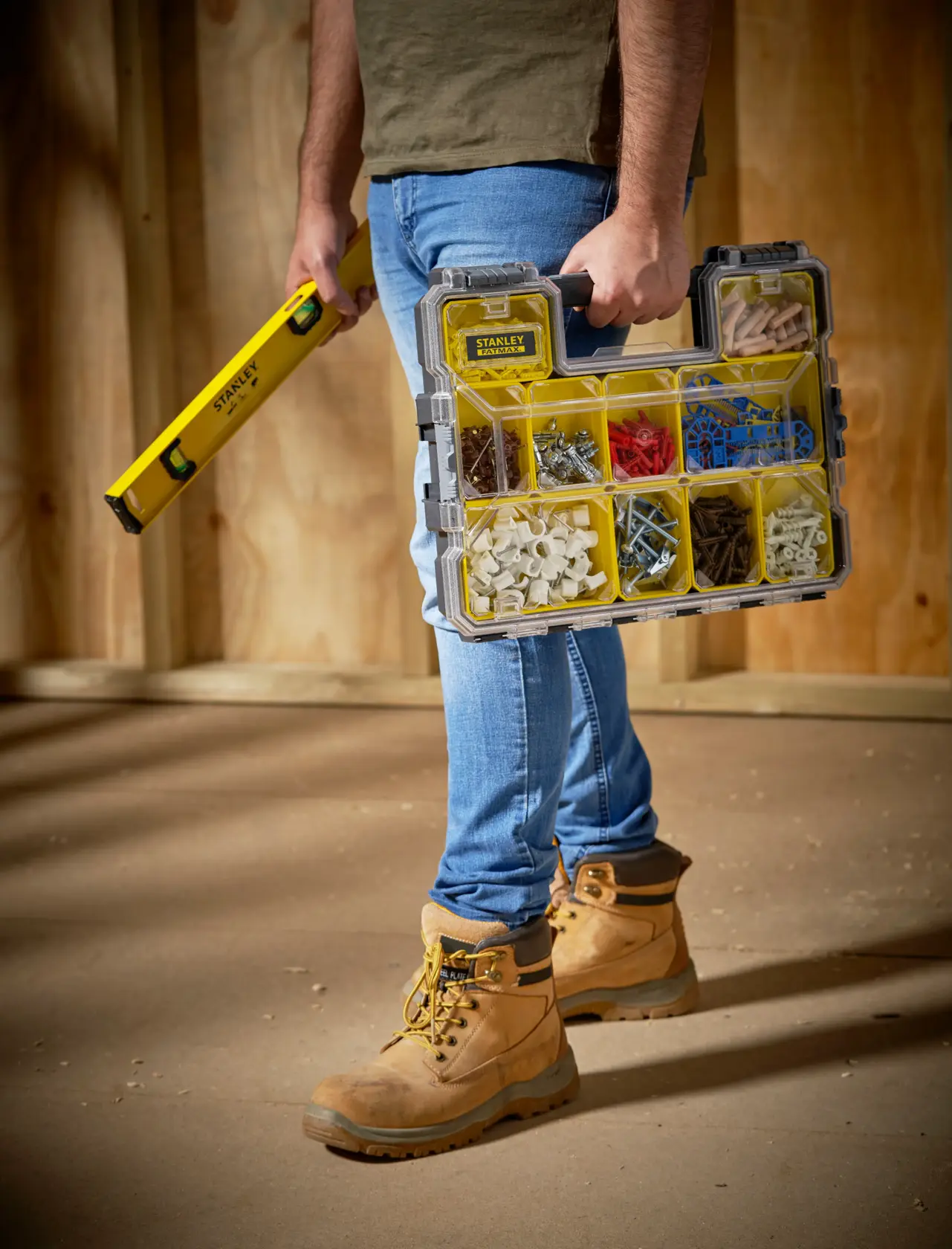 STANLEY® FATMAX® Pro Shallow Organiser with Plastic Latches Application Shot