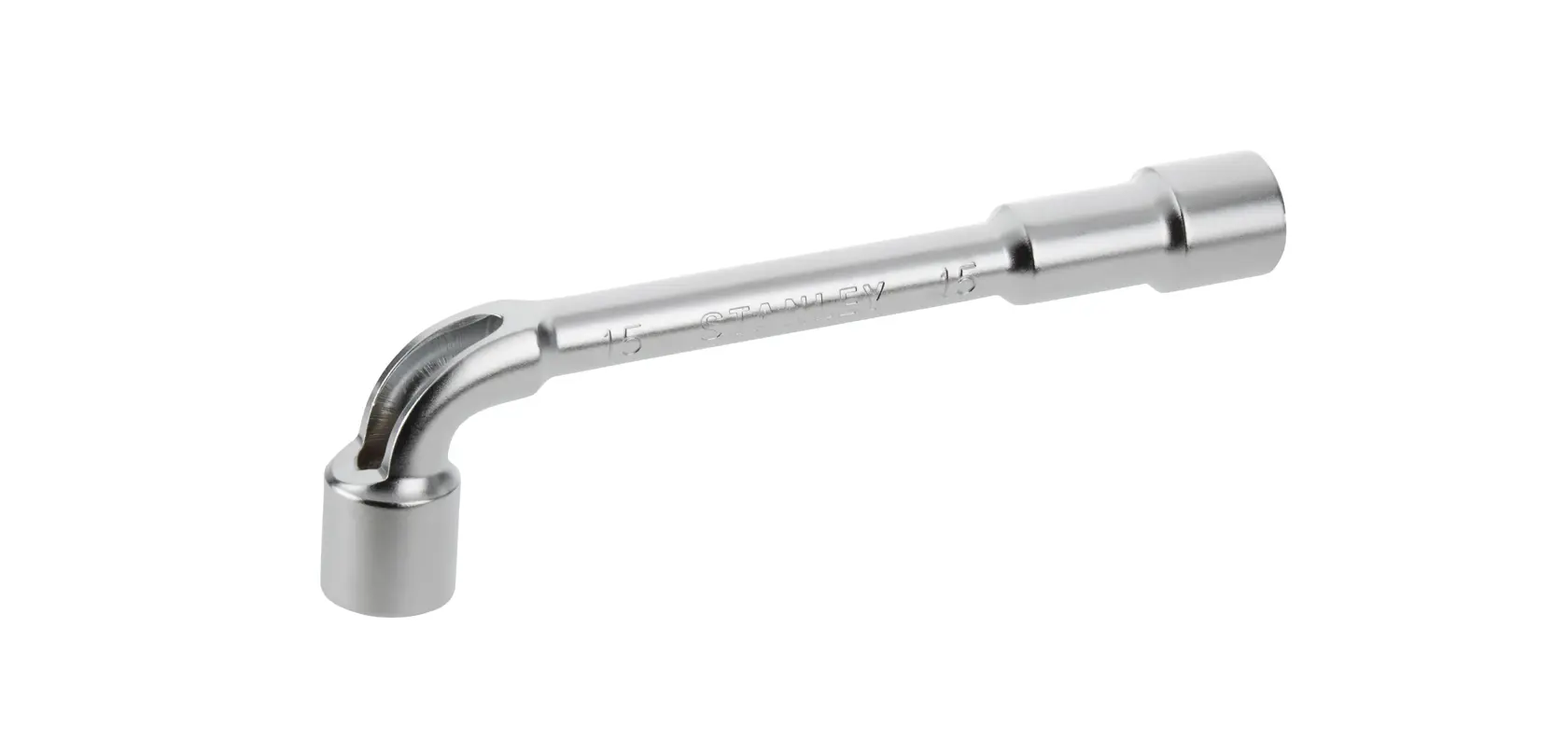 Stanley L-shaped socket wrench, metal tool with hex ends for tightening or loosening nuts and bolts.