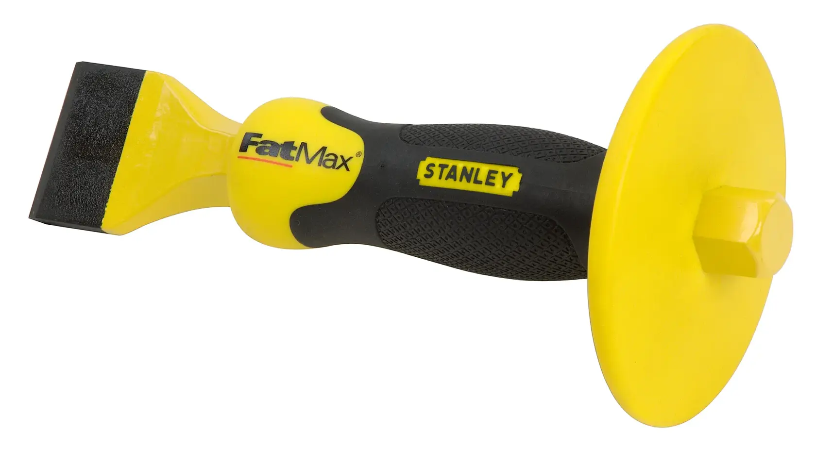 STANLEY 4-18-333 hand chisel with yellow and black handle, side view on white background.