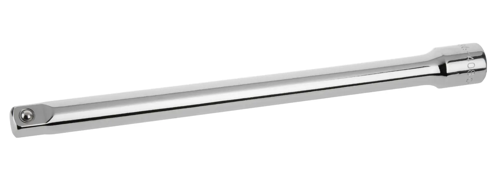 Photo of STANLEY 4-86-408 chrome extension bar, hand tool accessory, side angle on white background.