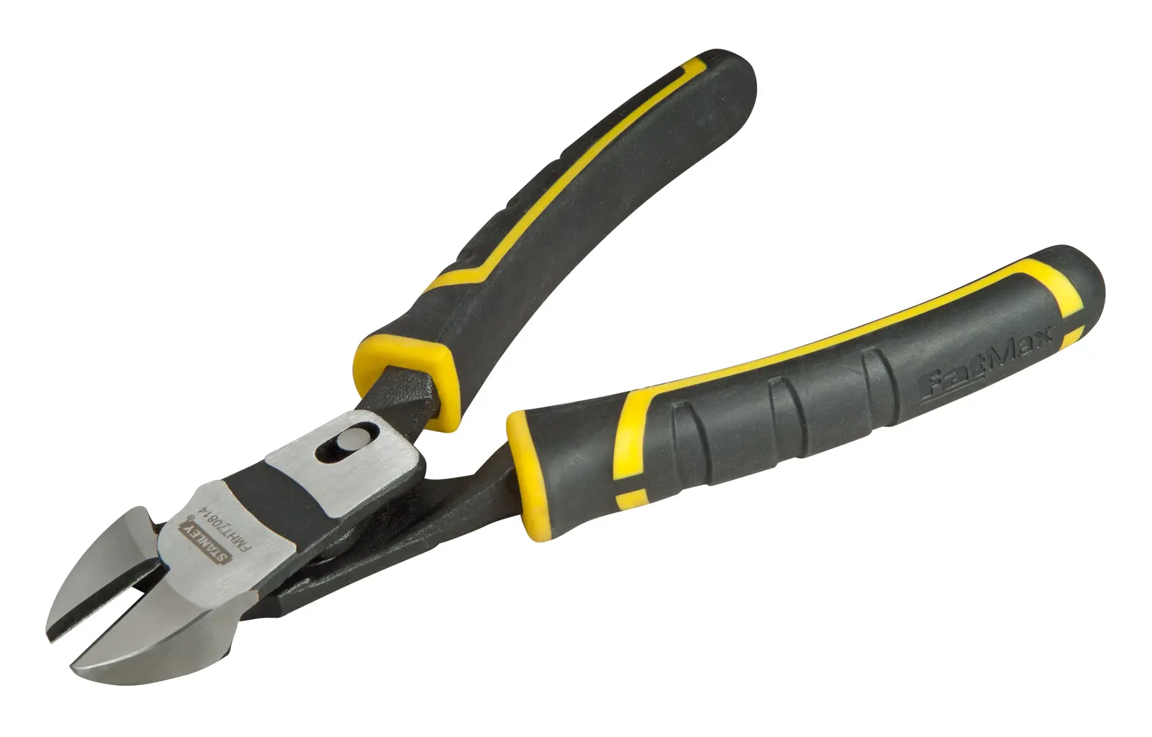 Stanley diagonal cutting pliers with black and yellow ergonomic handles.