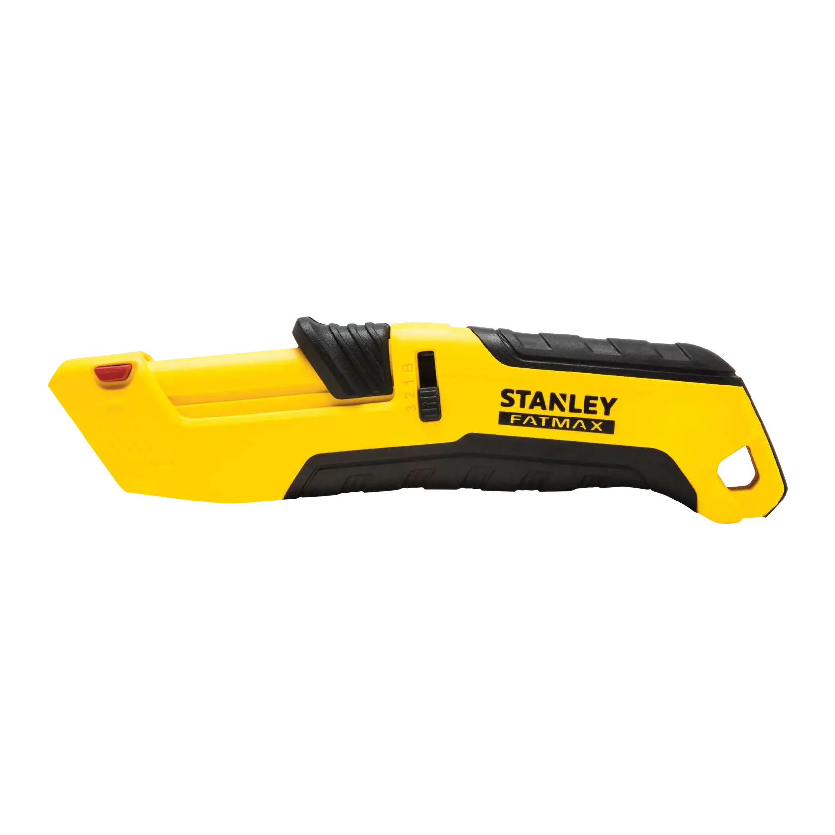 STANLEY FMHT10365-0 utility knife, yellow and black, side view on white background.