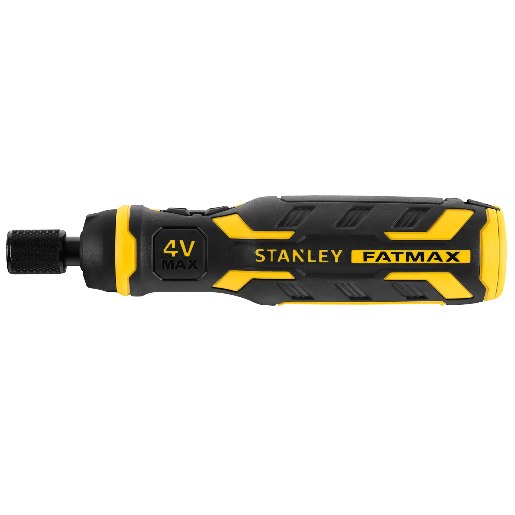 STANLEY FMHT66719-0 cordless screwdriver, black and yellow, side view on white background.