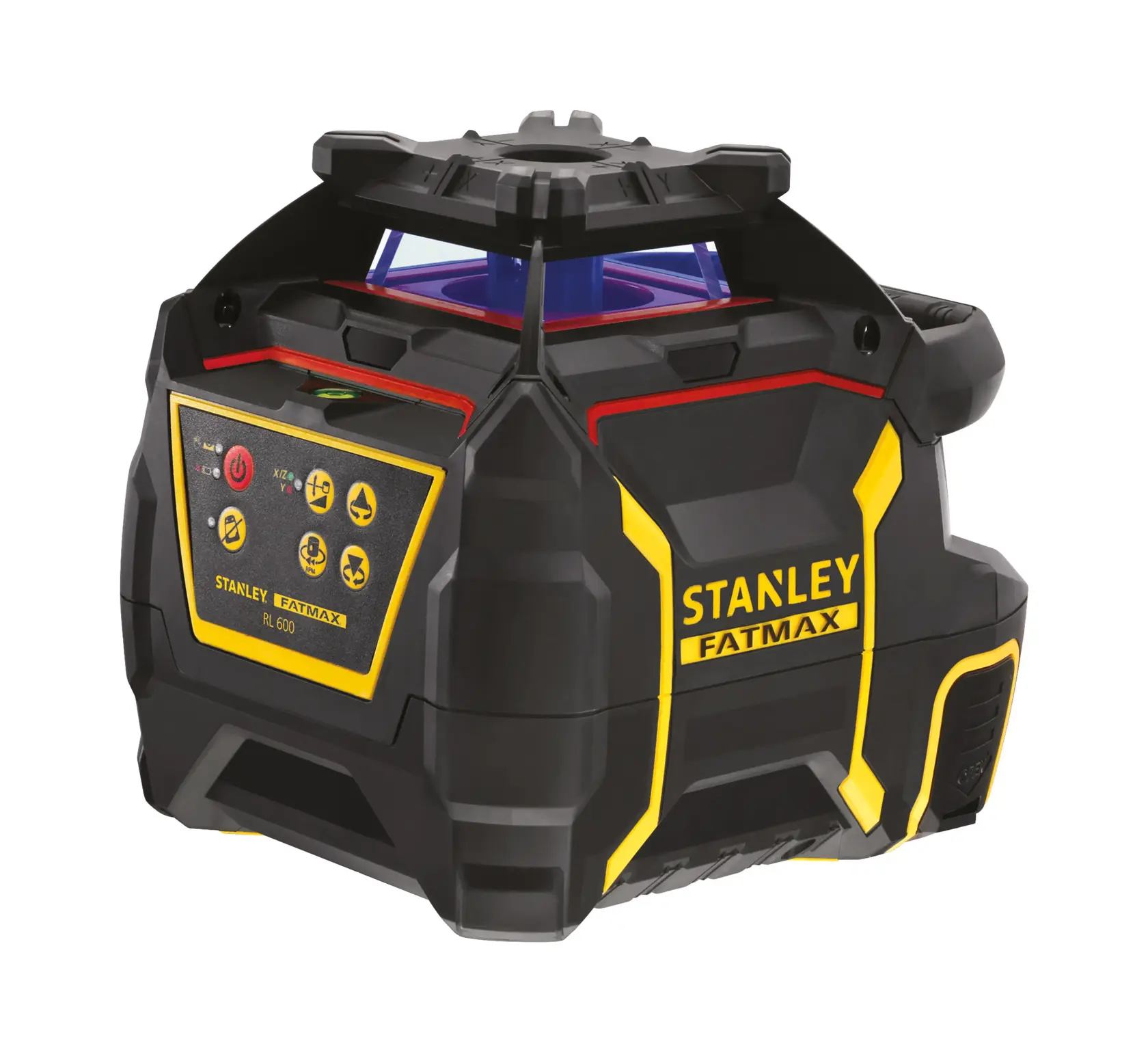 Stanley Fatmax RL 600 rotary laser level in black and yellow for construction and surveying.