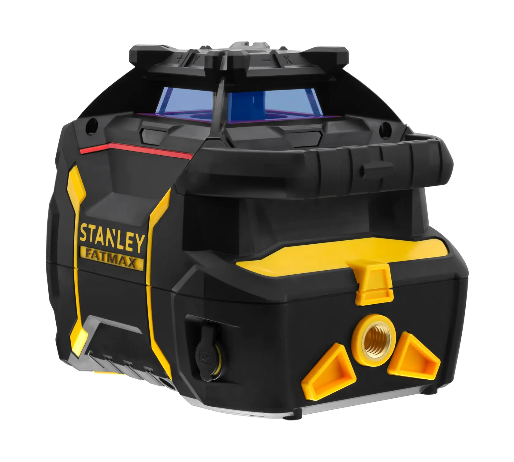 Stanley Fatmax laser level tool with black and yellow casing, designed for precision measurements in photography.