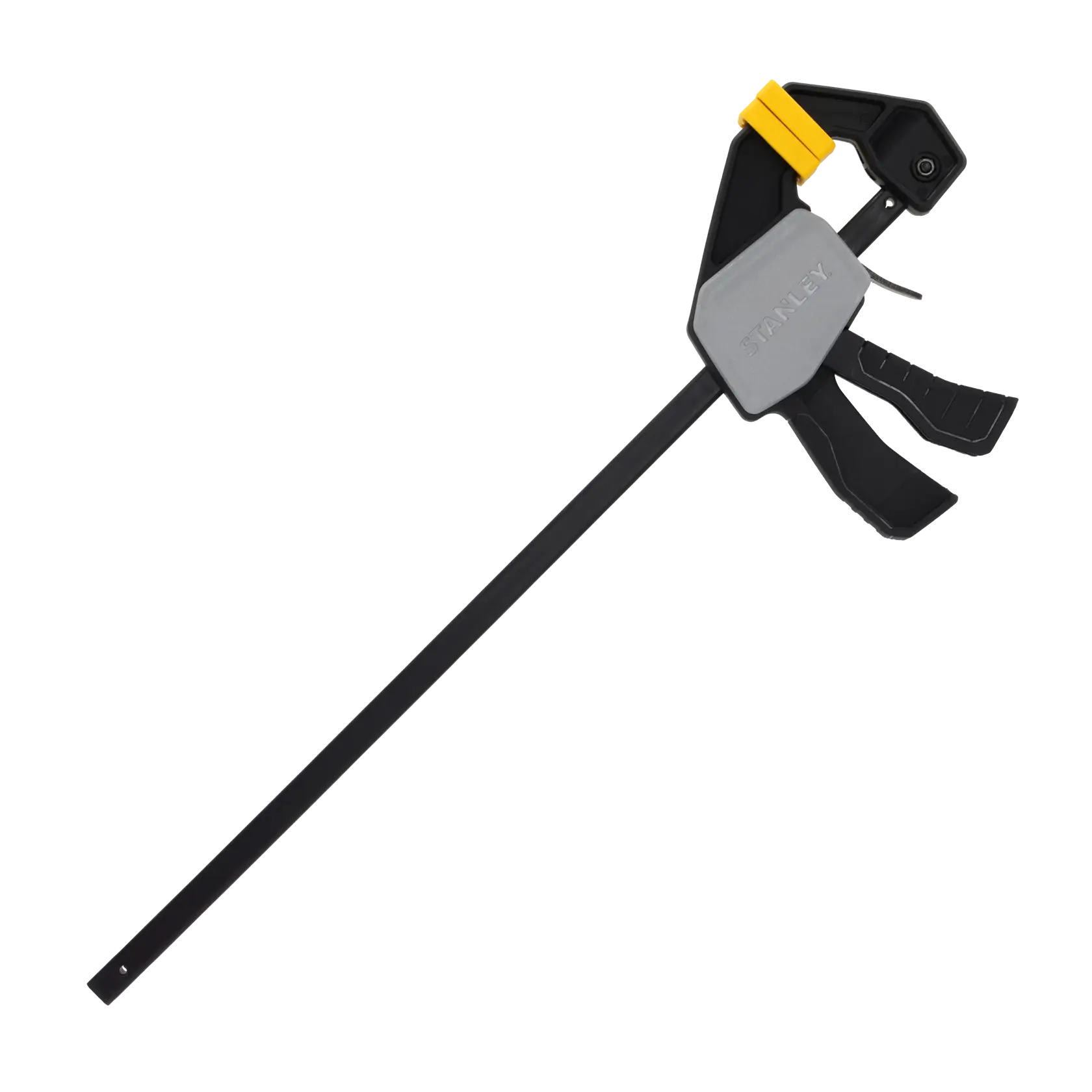 STANLEY FMHT83272-0 bar clamp in black and yellow, side view on white background.