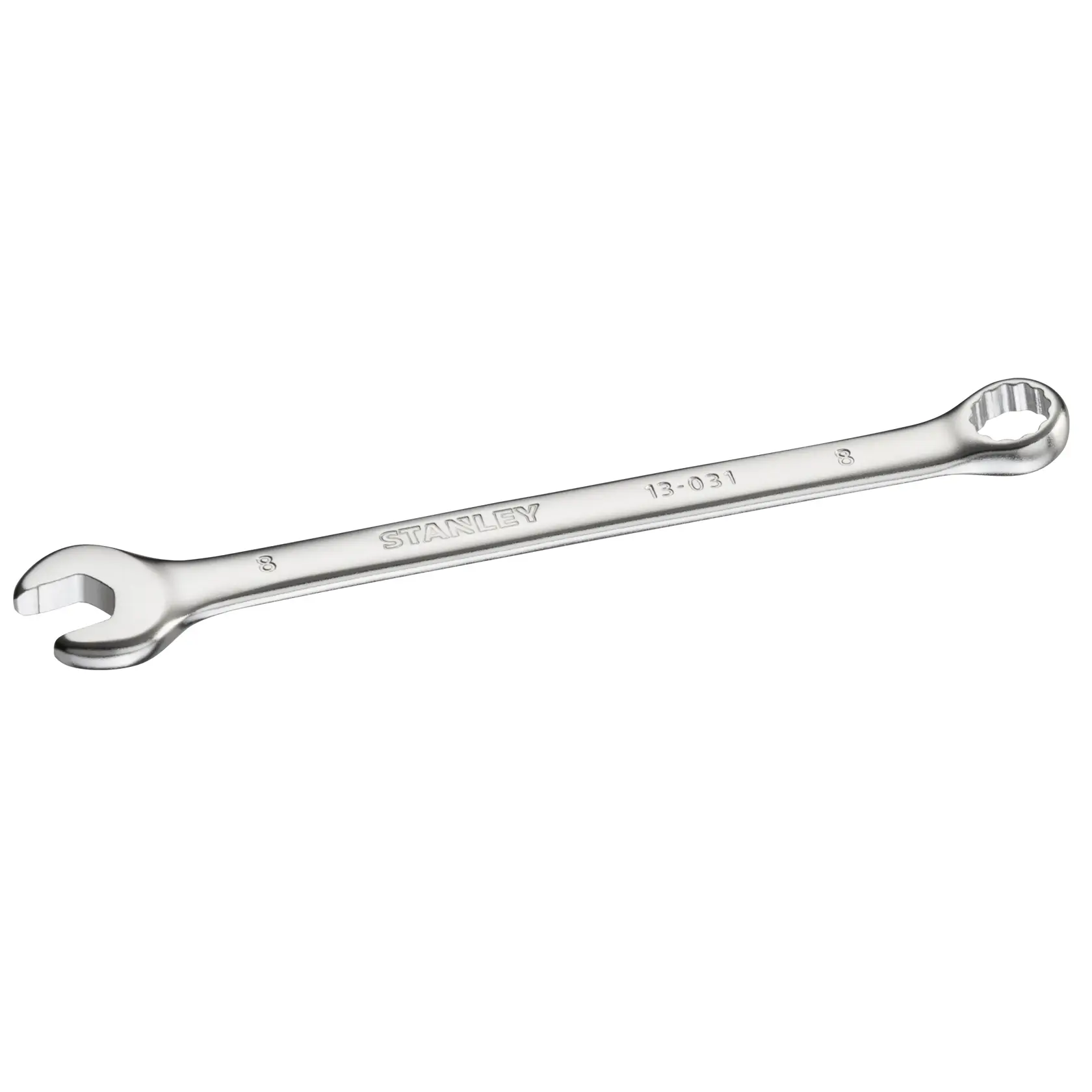 STANLEY FMMT13031-0 combination wrench, silver finish, side angle, hand tool photography.