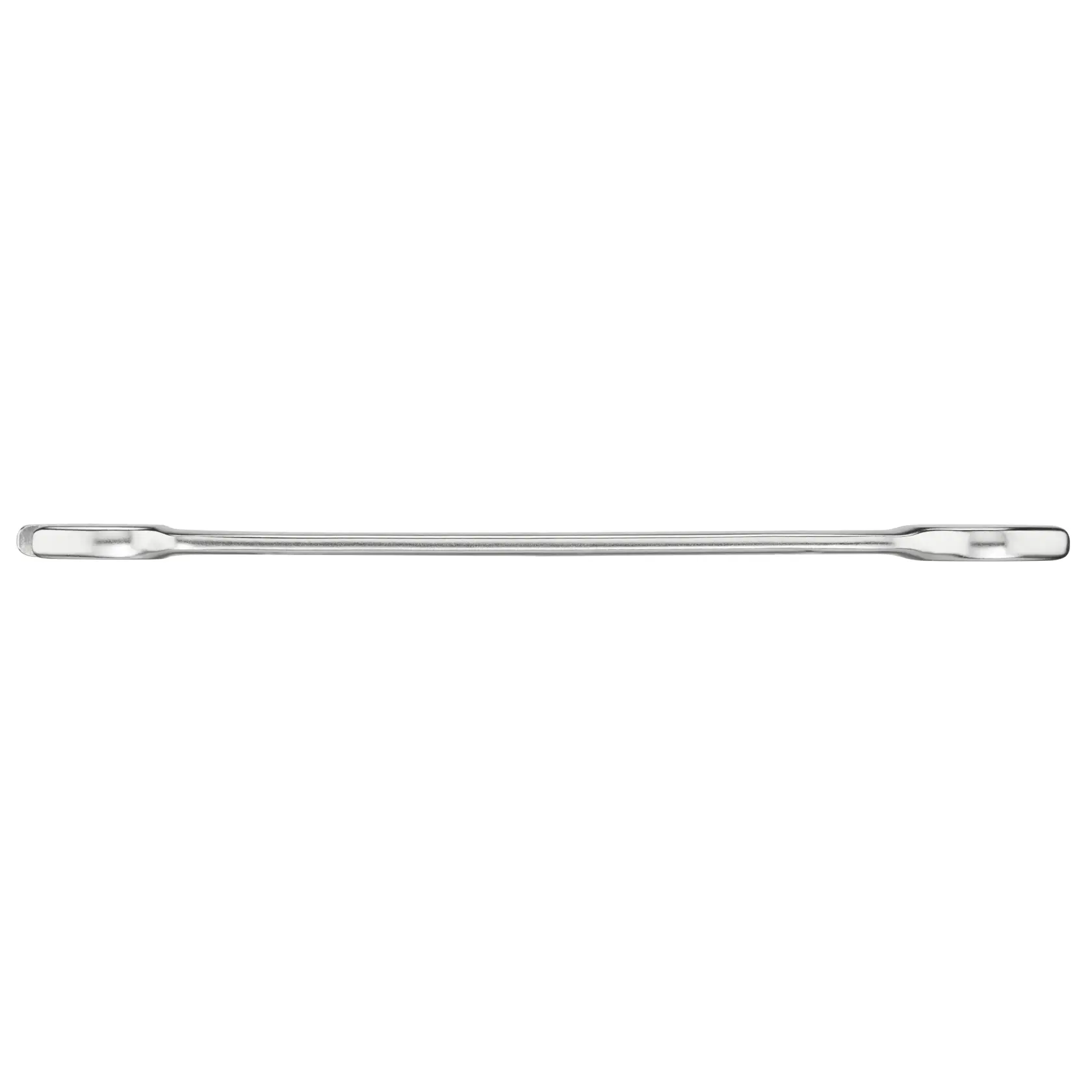 STANLEY FMMT13068-0 double ended box wrench, silver metal, side angle, on white background.