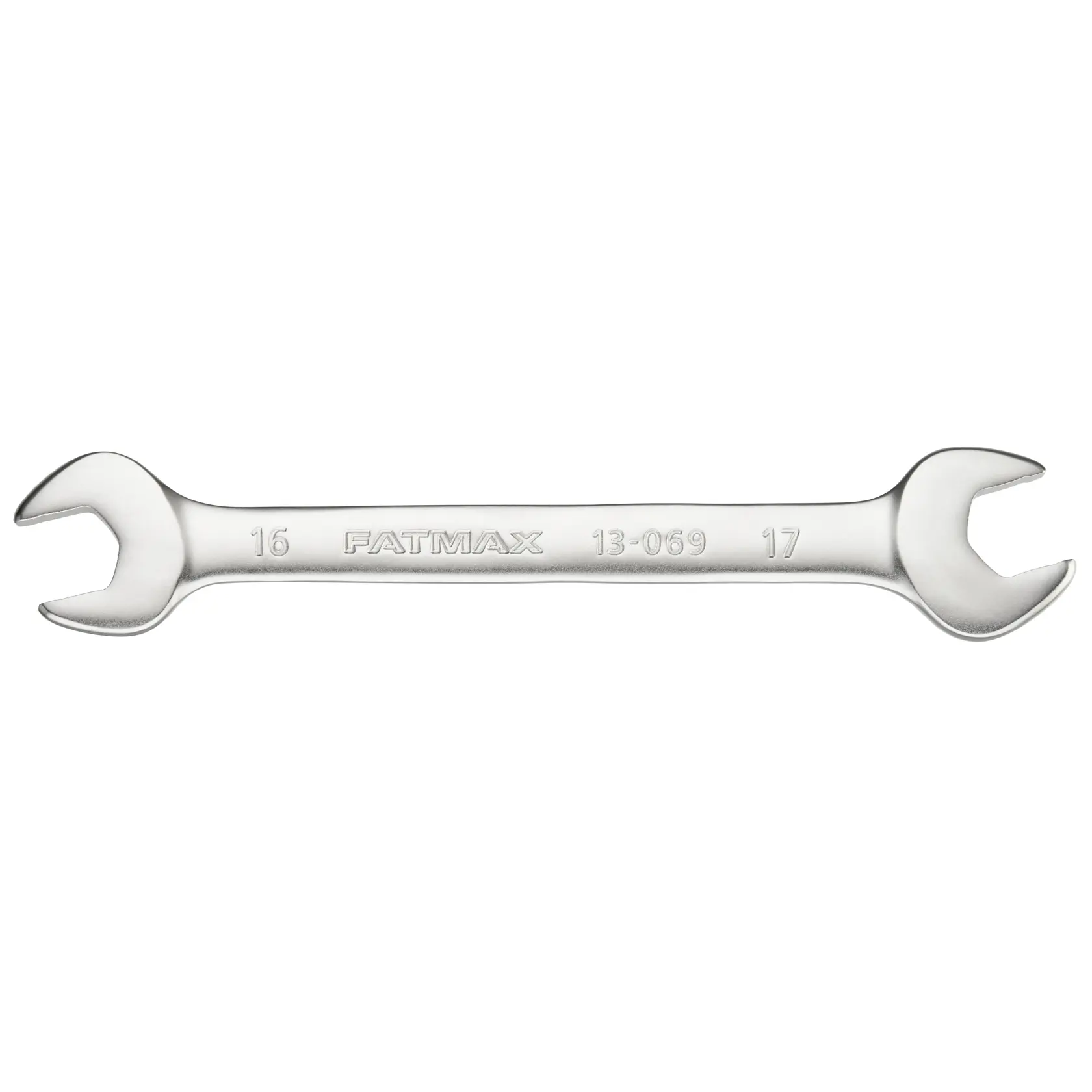 STANLEY FMMT13069-0 double open-end wrench, silver, photo on white background, tool category.