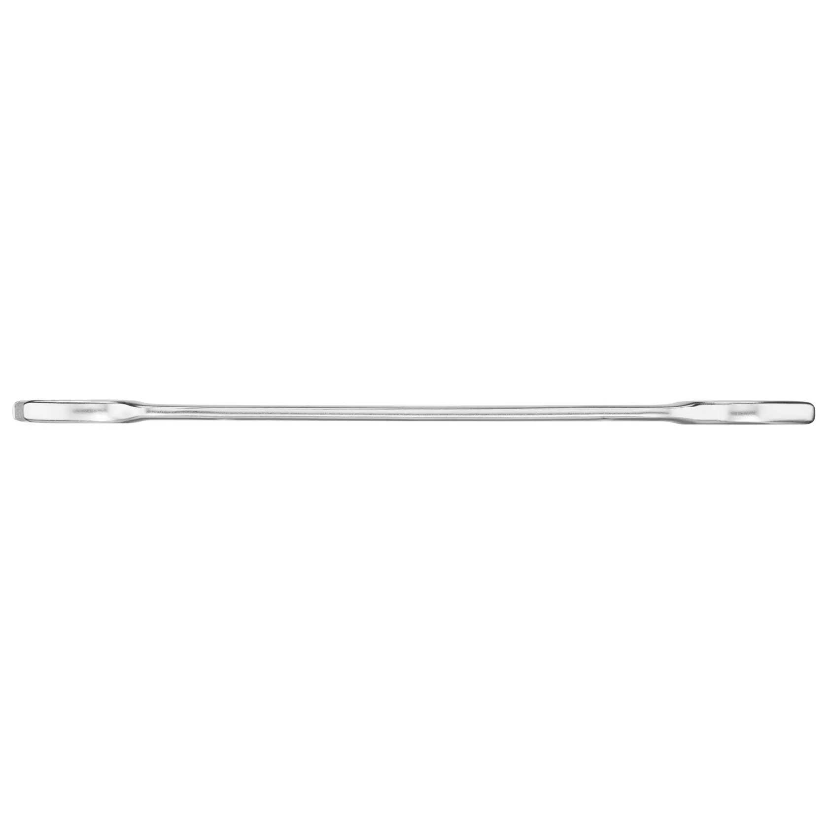 STANLEY FMMT13069-0 double ended flat pry bar in silver, photographed from the side on white background.