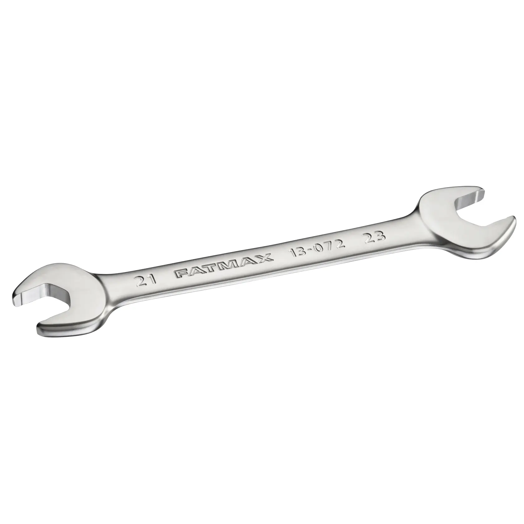 Photo of STANLEY FMMT13072-0 double open-end wrench, chrome finish, angled view on white background.
