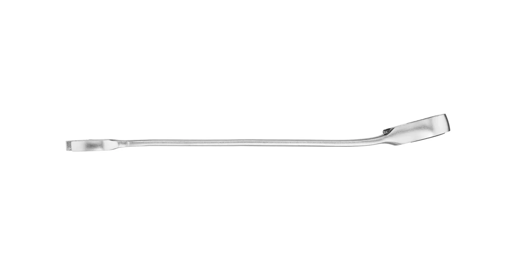 Long metal pry bar tool, flat ends, shown against a white background.