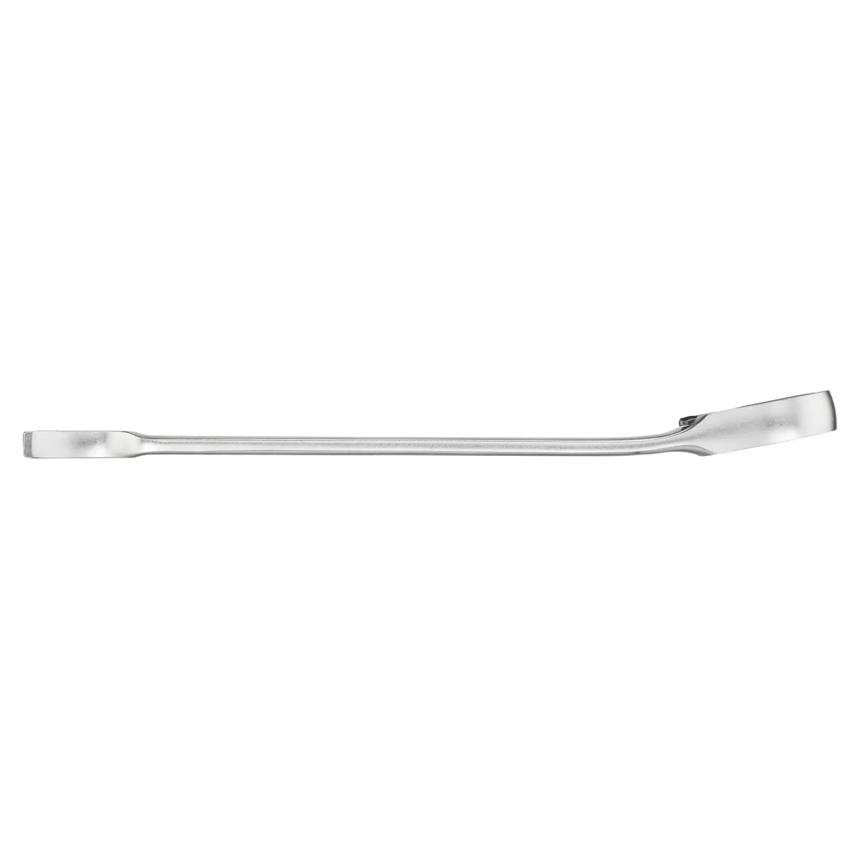 Photo of STANLEY FMMT13086-0 flat pry bar tool, silver, side view on white background.