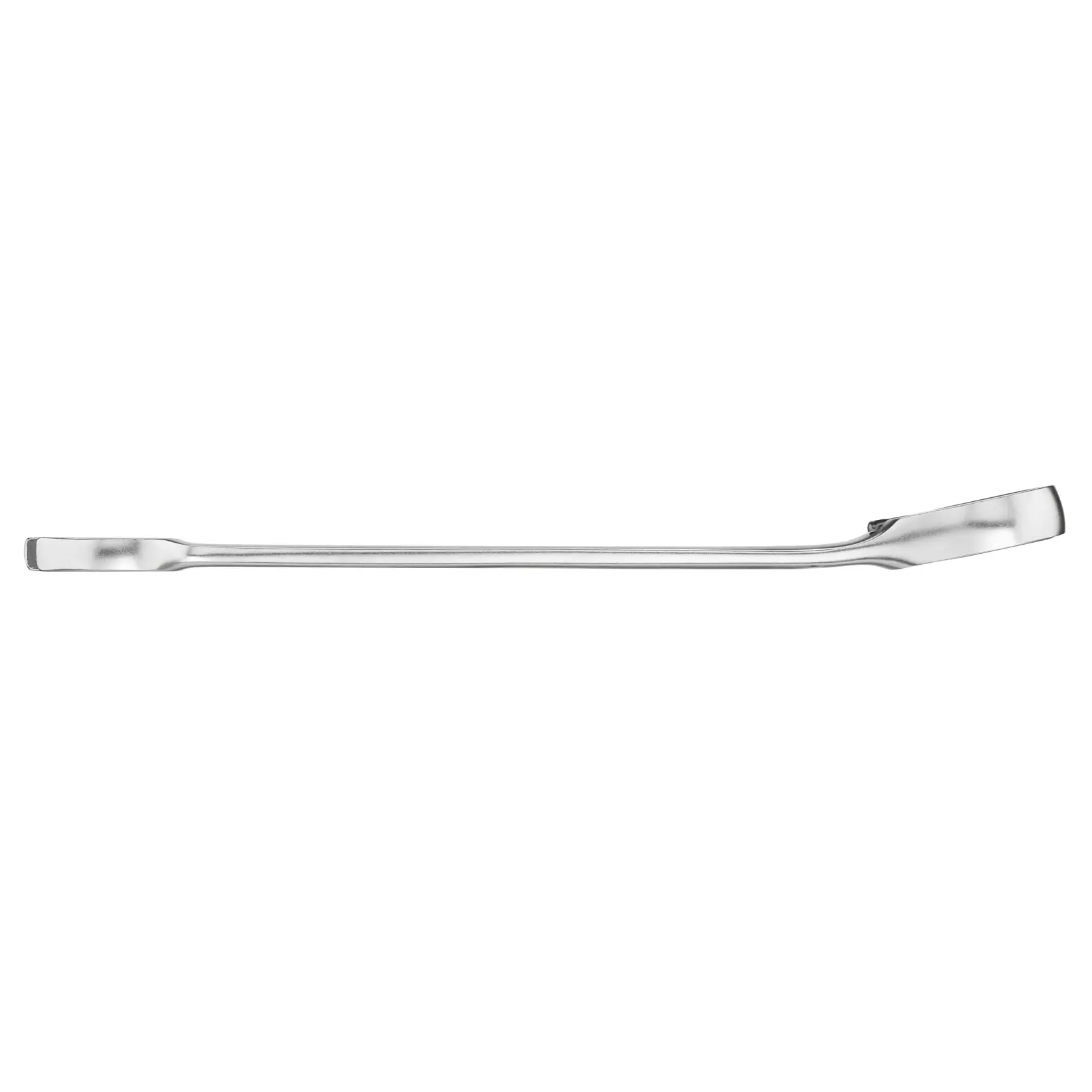 STANLEY FMMT13087-0 flat pry bar tool, silver metal, side view on white background.