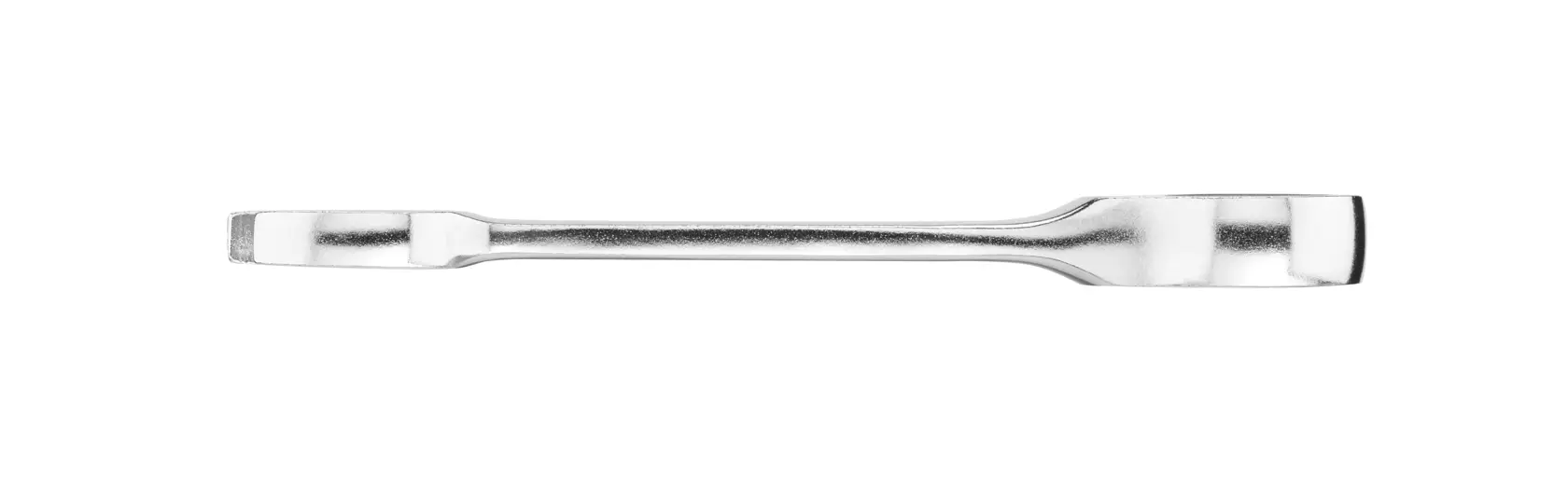 Metal flat pry bar tool with beveled ends, shown against a white background.