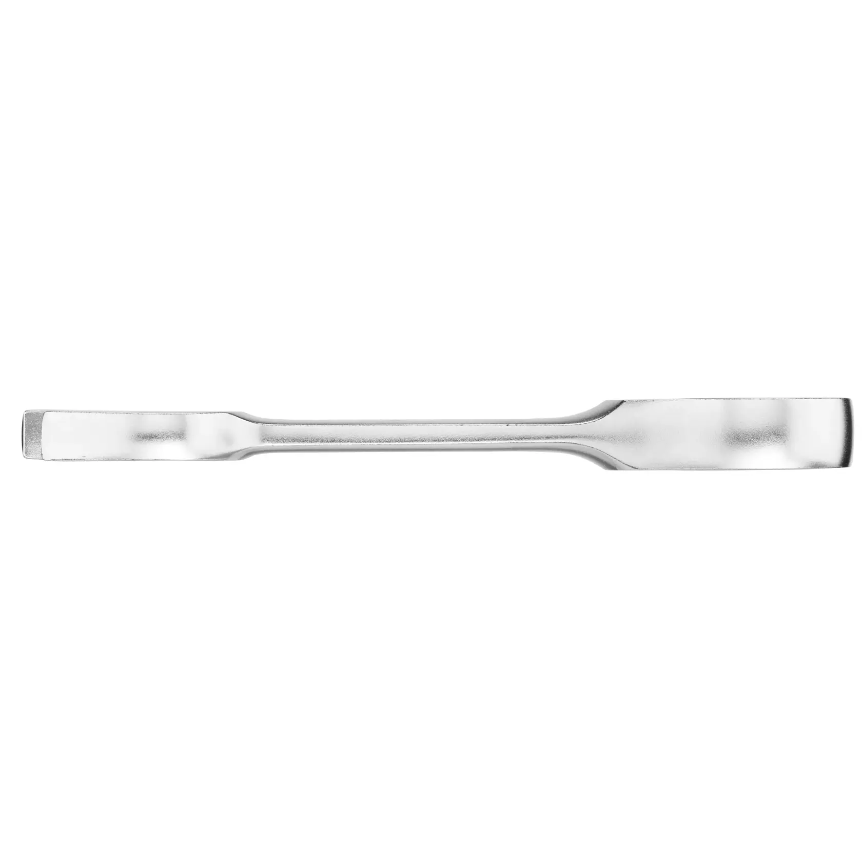 STANLEY FMMT13113-0 silver double-ended flat pry bar, top view, hand tool photography.