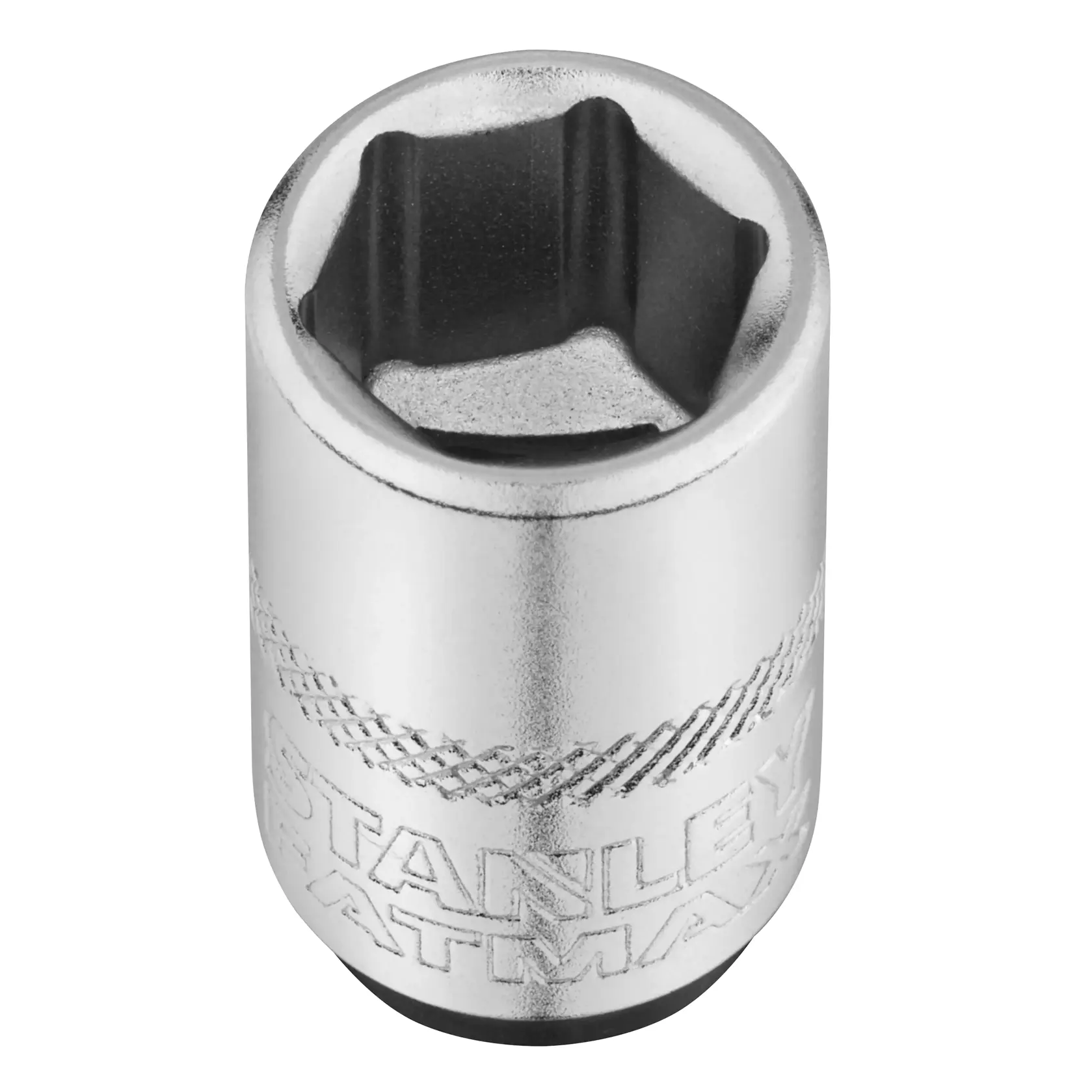 STANLEY FMMT17196-0 chrome socket, photography, front angle on white background.