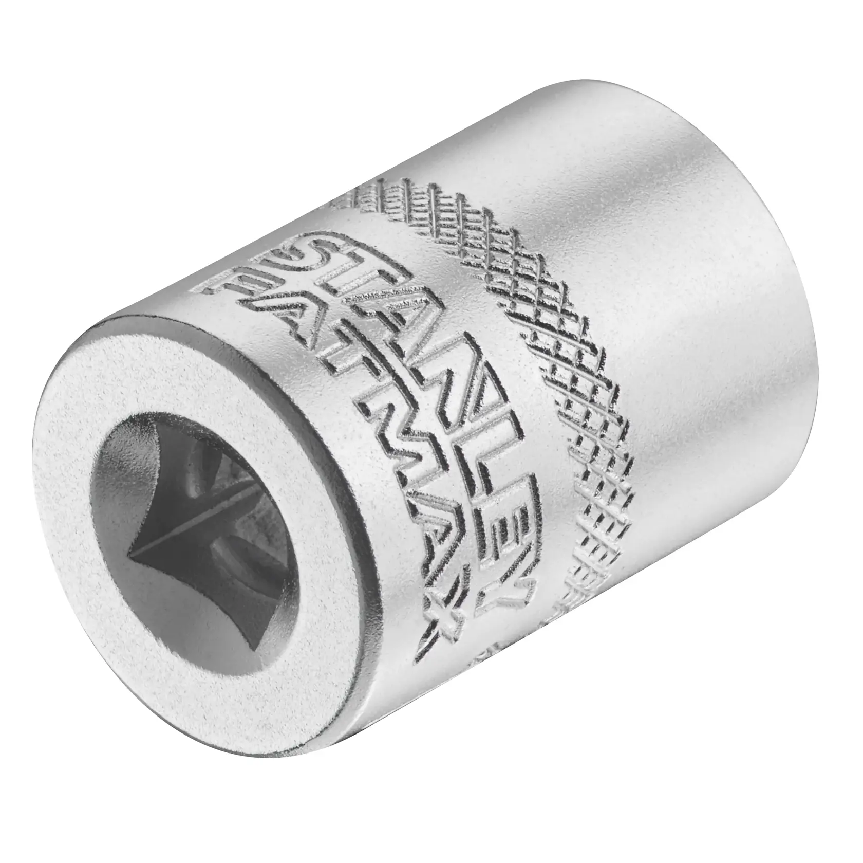 STANLEY FMMT17198-0 chrome socket photography, angled view on white background.