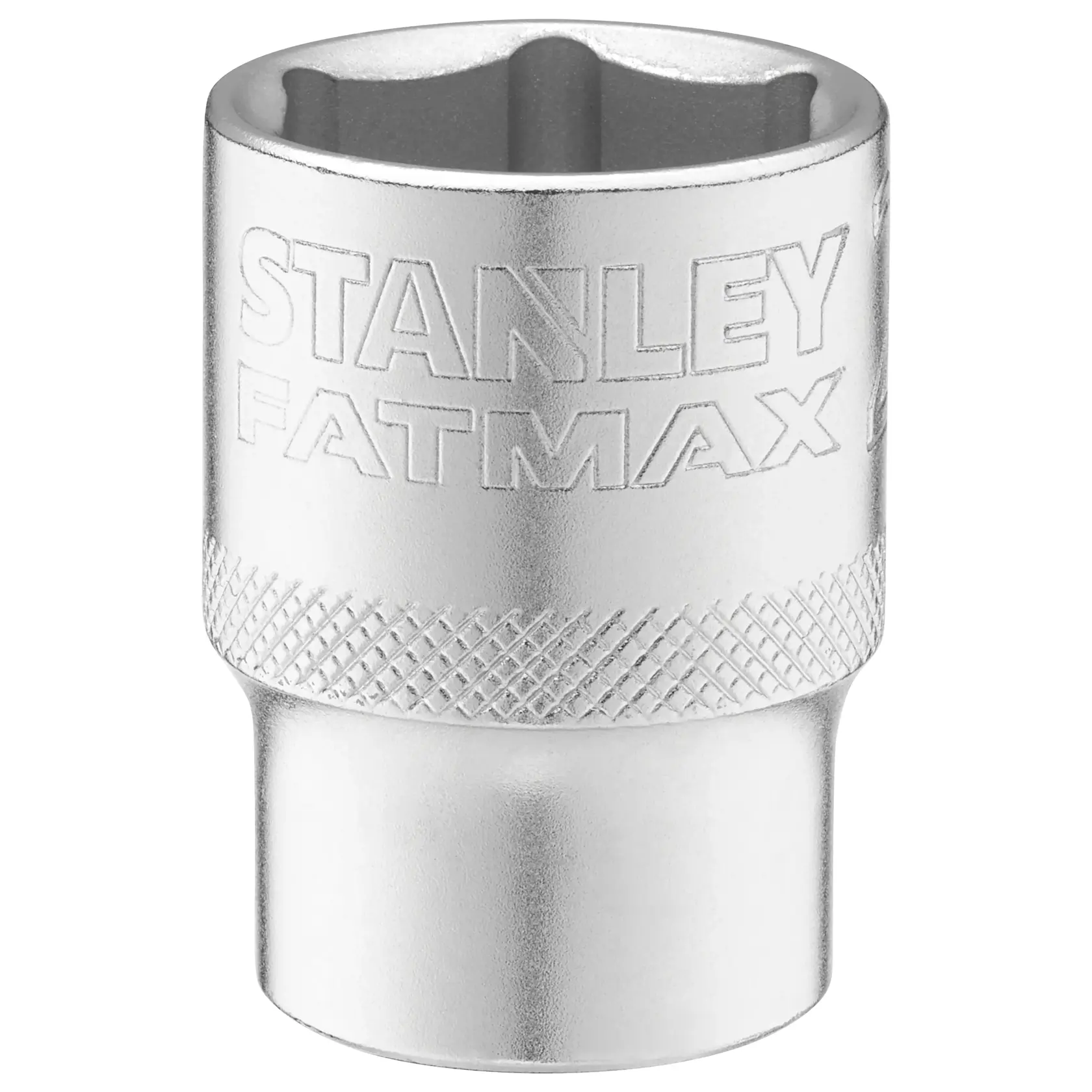 STANLEY FMMT17240-0 socket, silver, close-up, knurled grip, FATMAX branding, on white background.