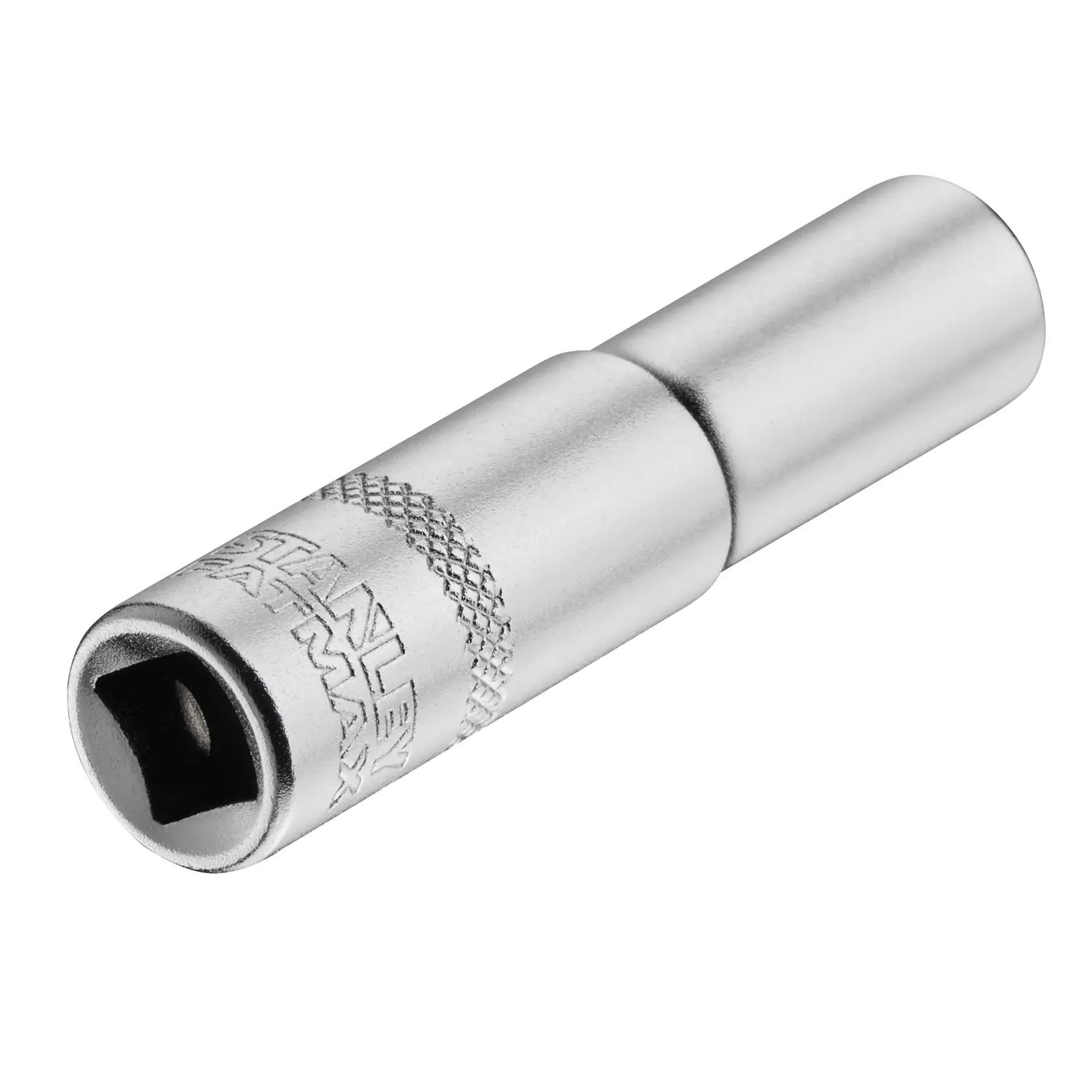 STANLEY FMMT17337-0 chrome extension bar, knurled grip, shown at angle on white background.