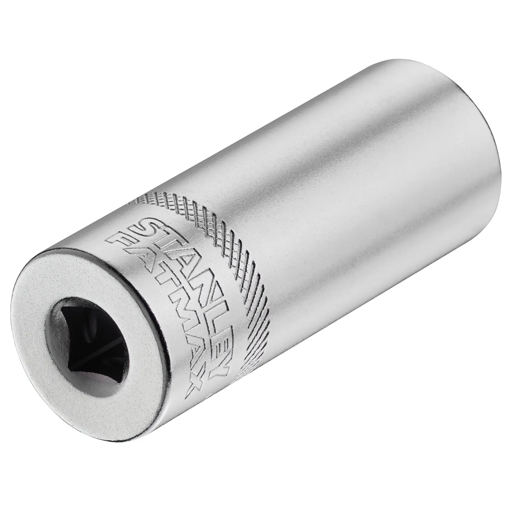 STANLEY FMMT17966-0 socket tool, silver metal, FATMAX branding, front angle, white background.