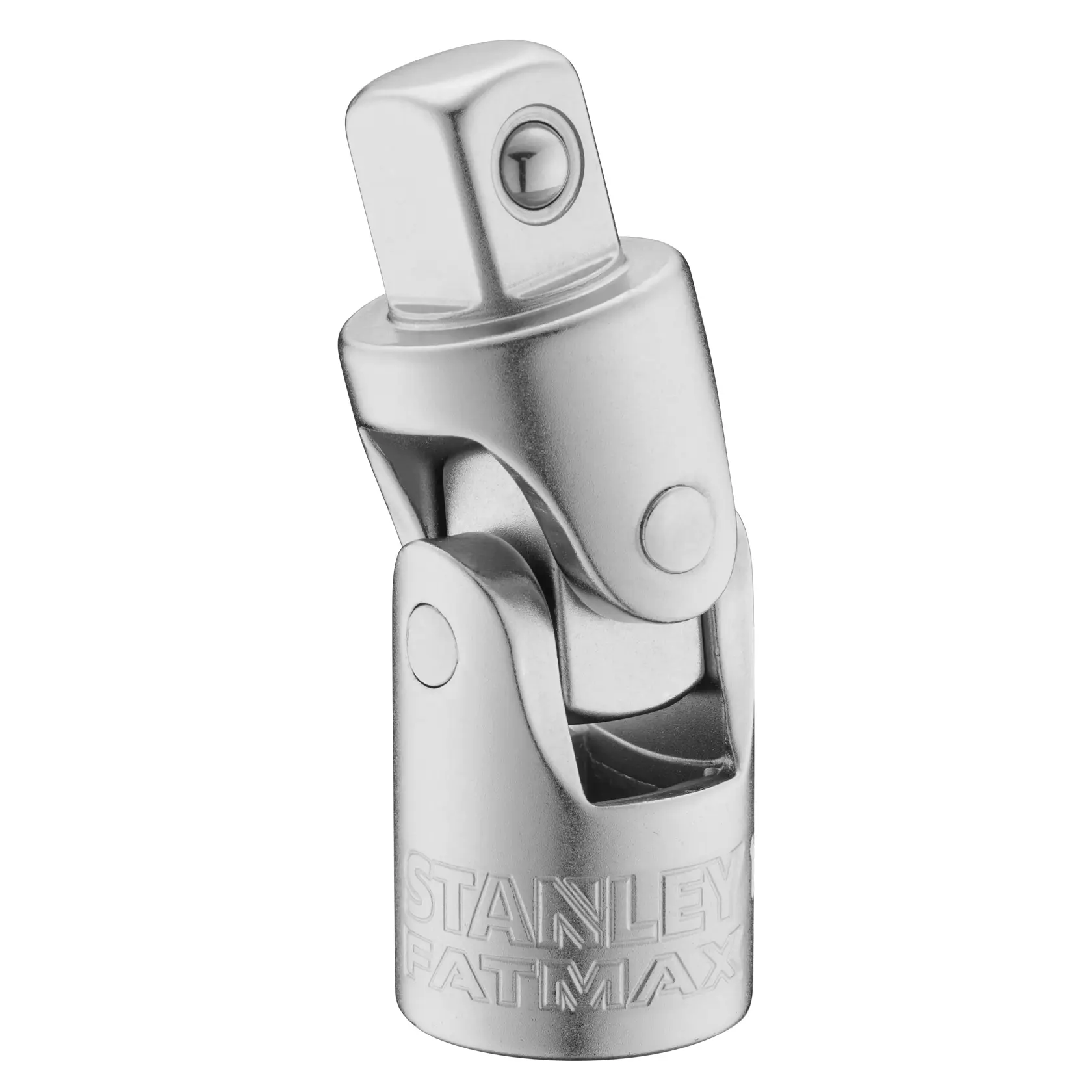 STANLEY FMMT17999-0 chrome socket universal joint photographed at front angle on white background.