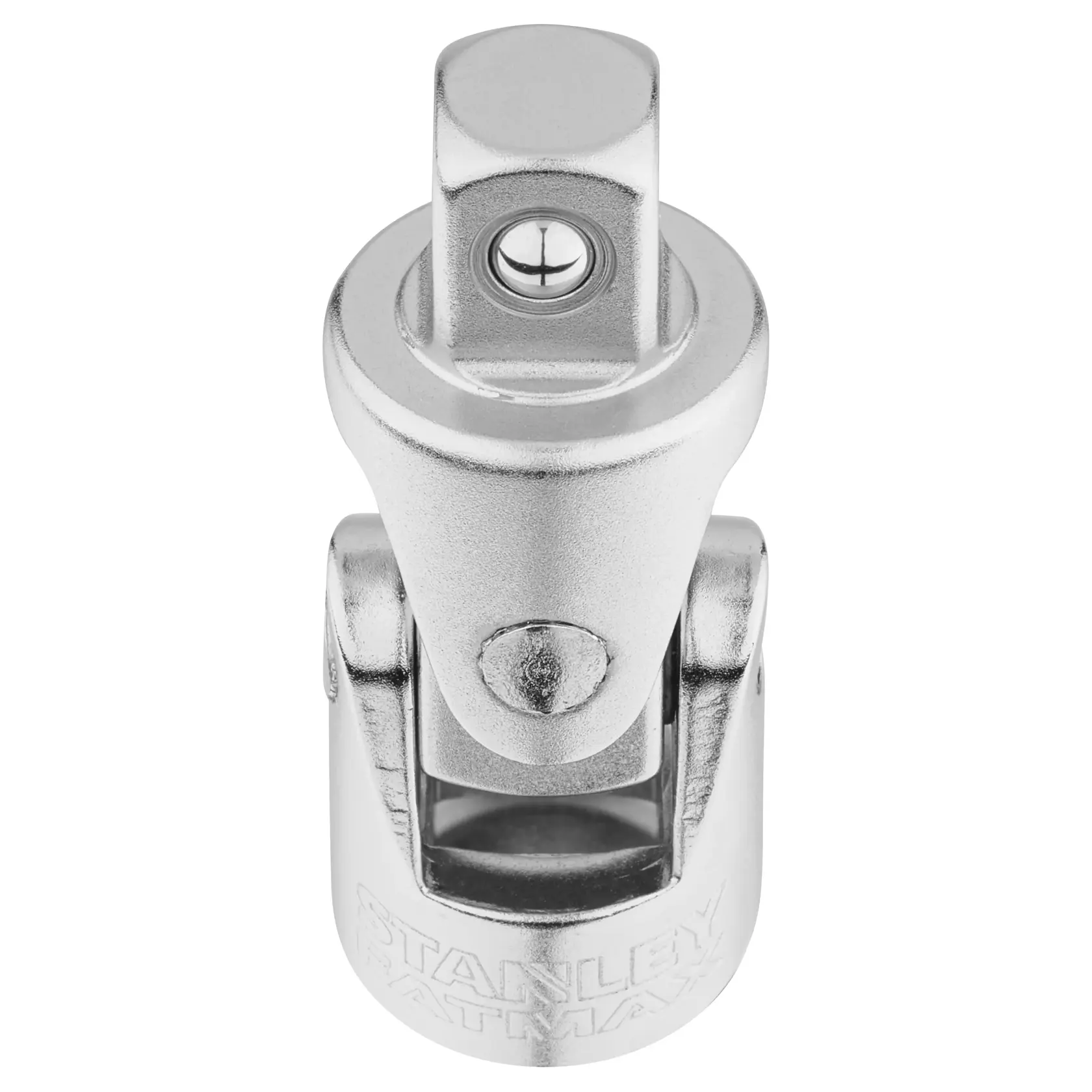 STANLEY FMMT18011-0 chrome universal joint socket front view on white background.