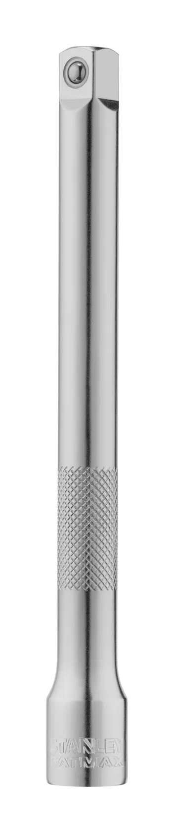 Chrome STANLEY extension bar for socket wrenches, knurled grip area, shown upright on white background.