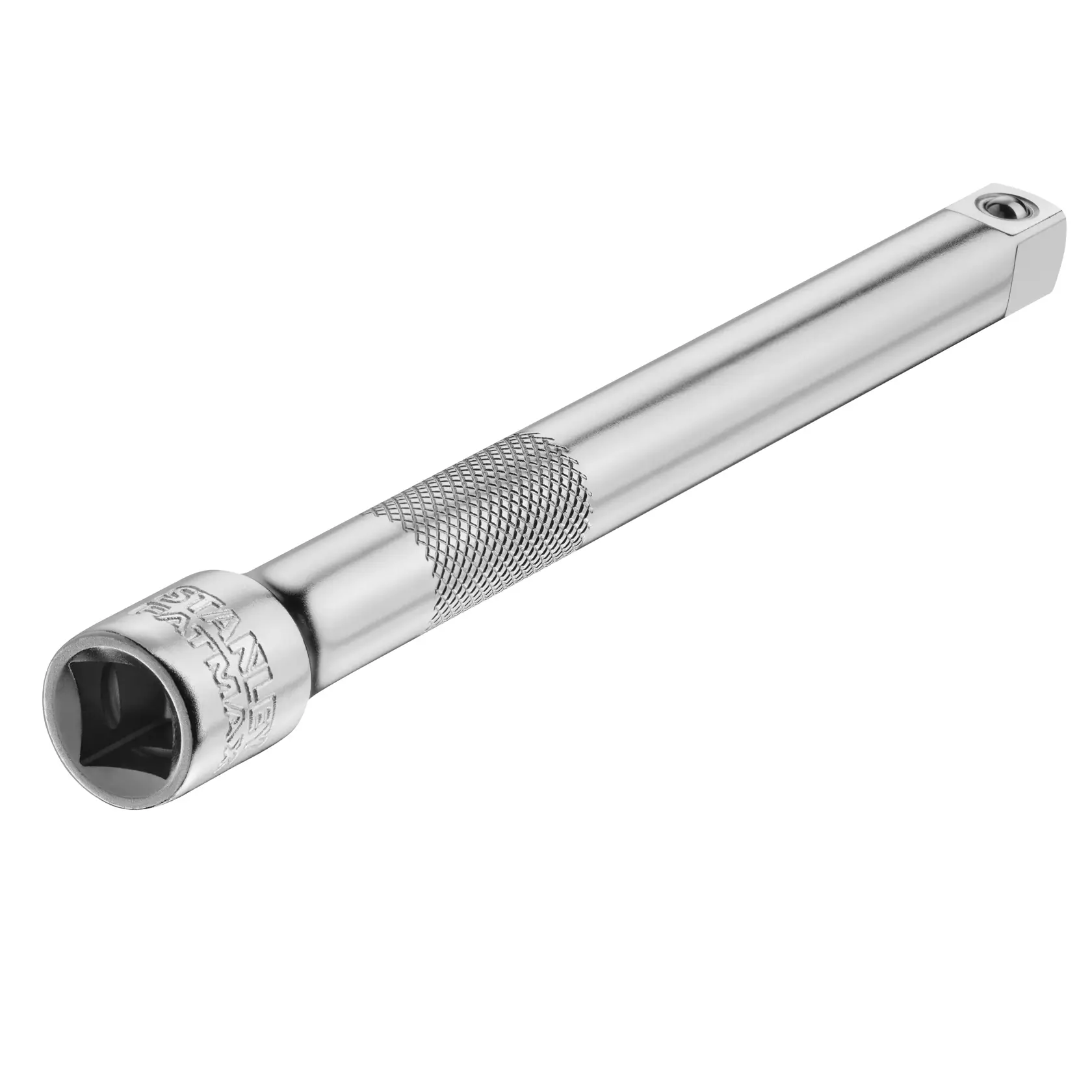 STANLEY FMMT25131-0 chrome socket extension bar, textured grip, tool category, front angle photo.
