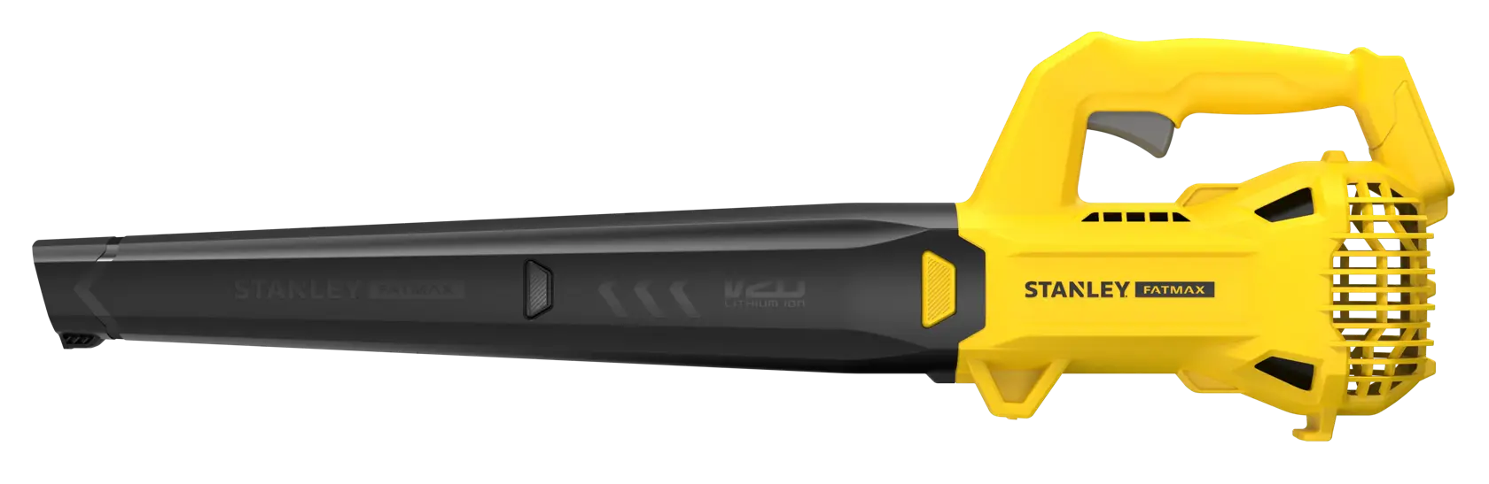 STANLEY SFMCBL714B-XJ leaf blower, yellow and black, side view on white background.
