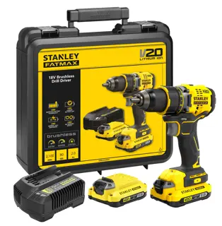 STANLEY® FATMAX® V20 Perceuse Visseuse 80nm Brushless Lithium 18v - 2 Batteries 2ah