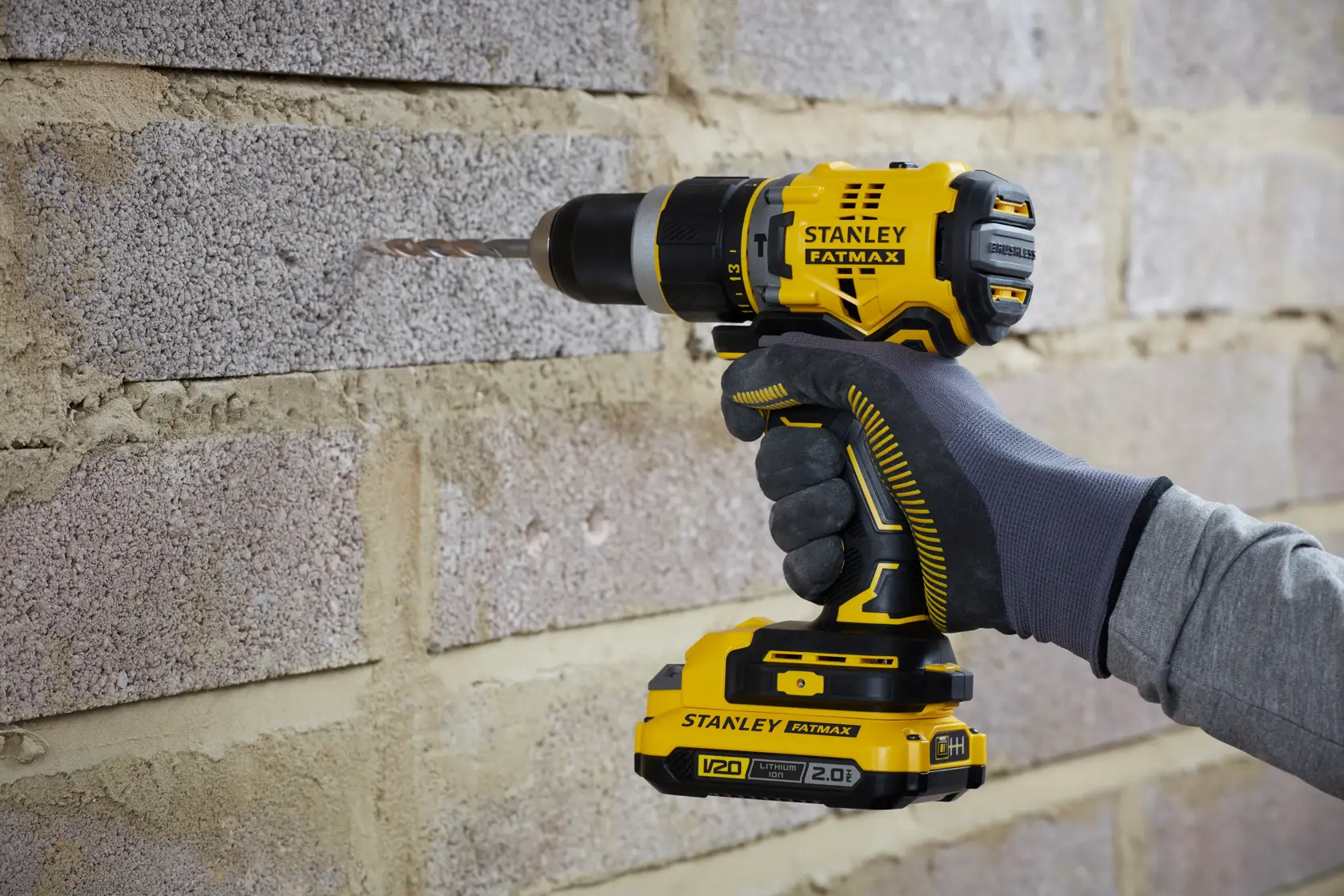 STANLEY® FATMAX® V20 Perceuse Visseuse Percussion 80nm Brushless - Lithium 18v - 2 Batteries 2ah