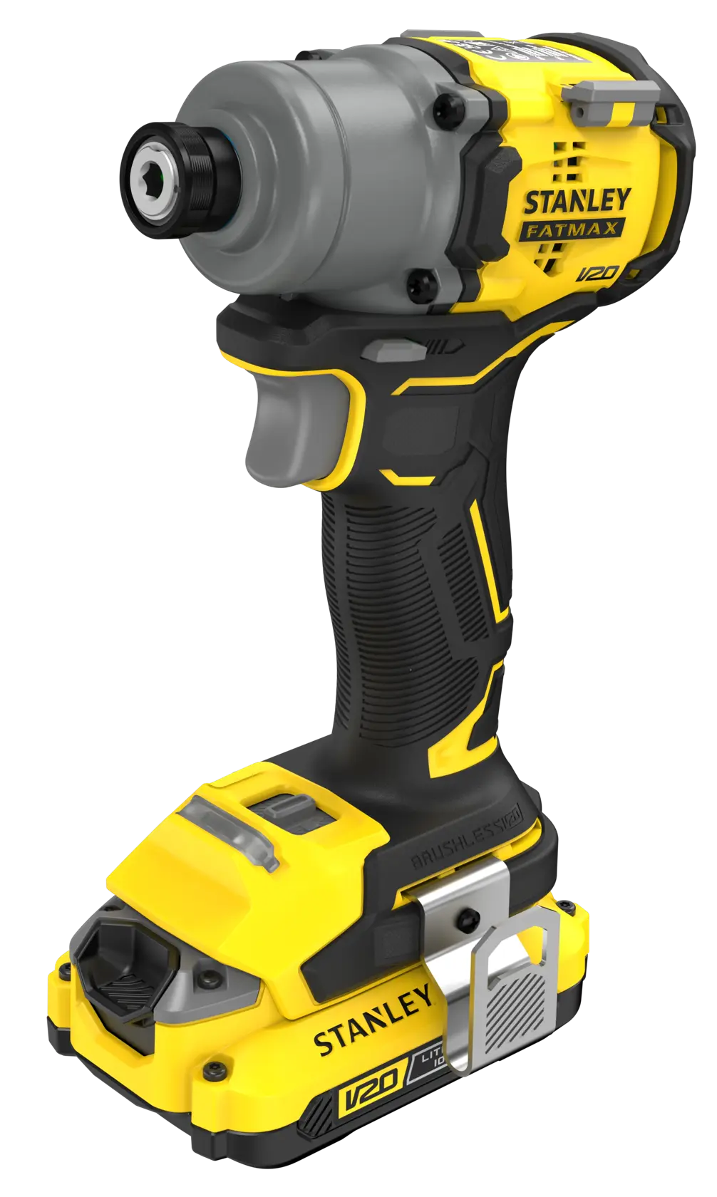 18V STANLEY® FATMAX® V20 Cordless Brushless 3-Speed Impact Driver with 2 x 2.0Ah Lithium Ion Batteries, Charger and Kit Box