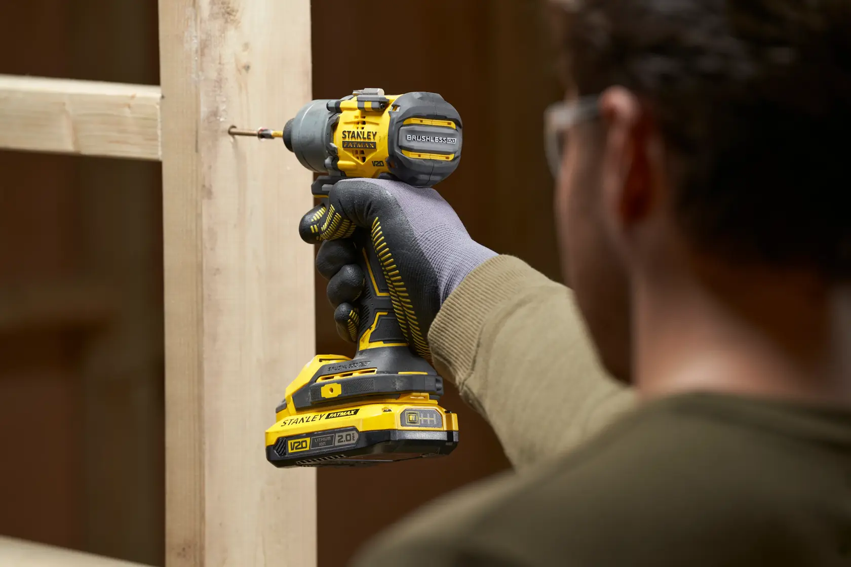 18V STANLEY® FATMAX® V20 Cordless Brushless 3-Speed Impact Driver with 2 x 2.0Ah Lithium Ion Batteries, Charger and Kit Box