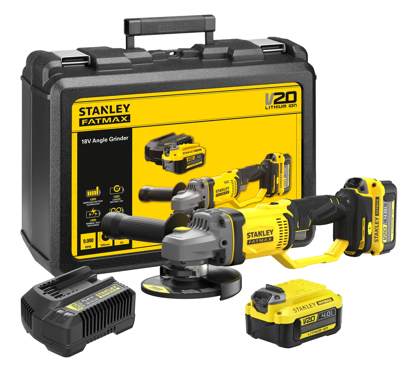 STANLEY® FATMAX® V20 Meuleuse D'angle 125-Mm - Lithium 18v - 2 Batteries 4ah
