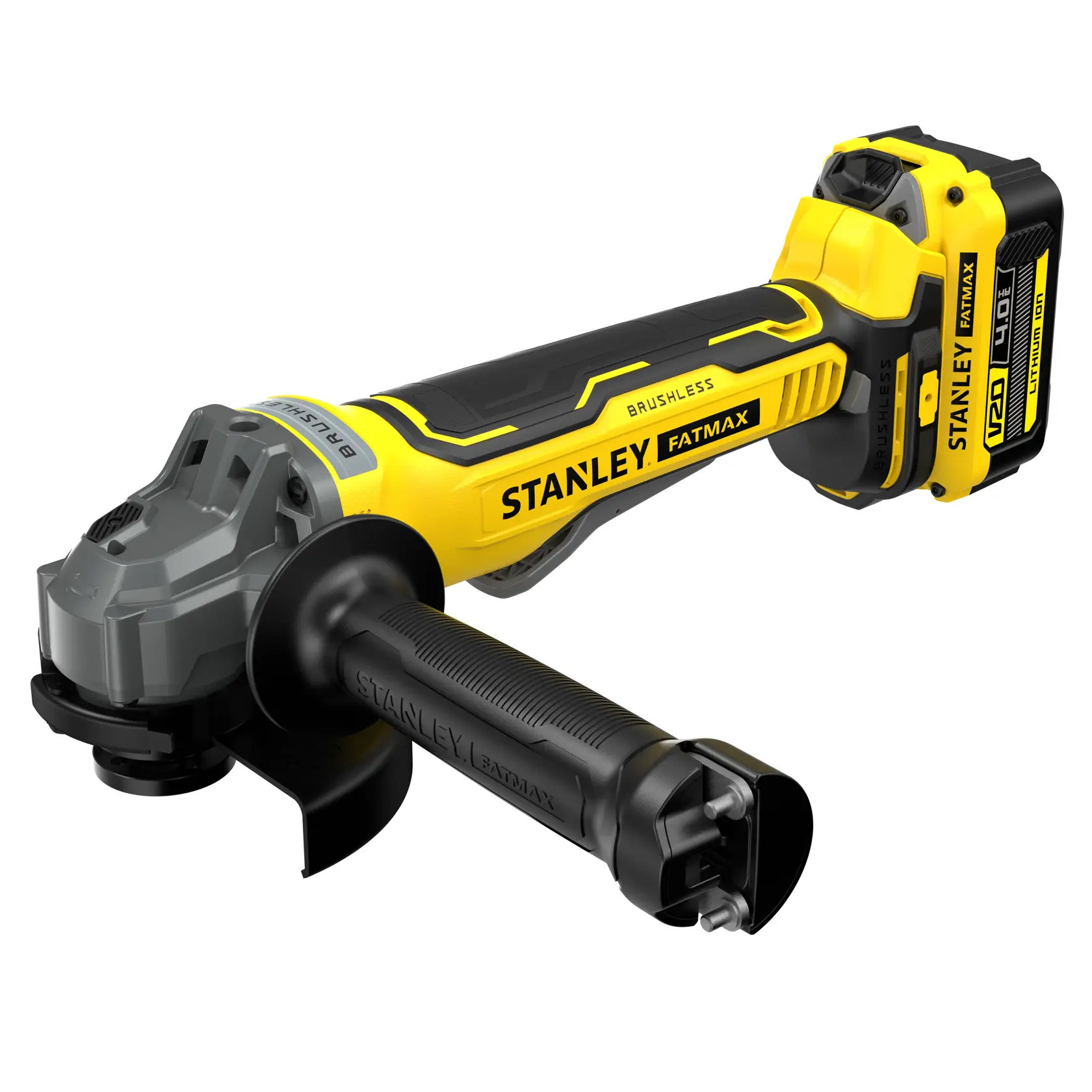18V STANLEY® FATMAX® V20 Cordless Brushless 125mm Angle Grinder with 2 x 4.0Ah Lithium Ion Batteries and Kit Box